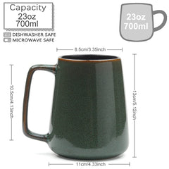 Ceramic coffee mug 700ml by KELINGO with golden handle
