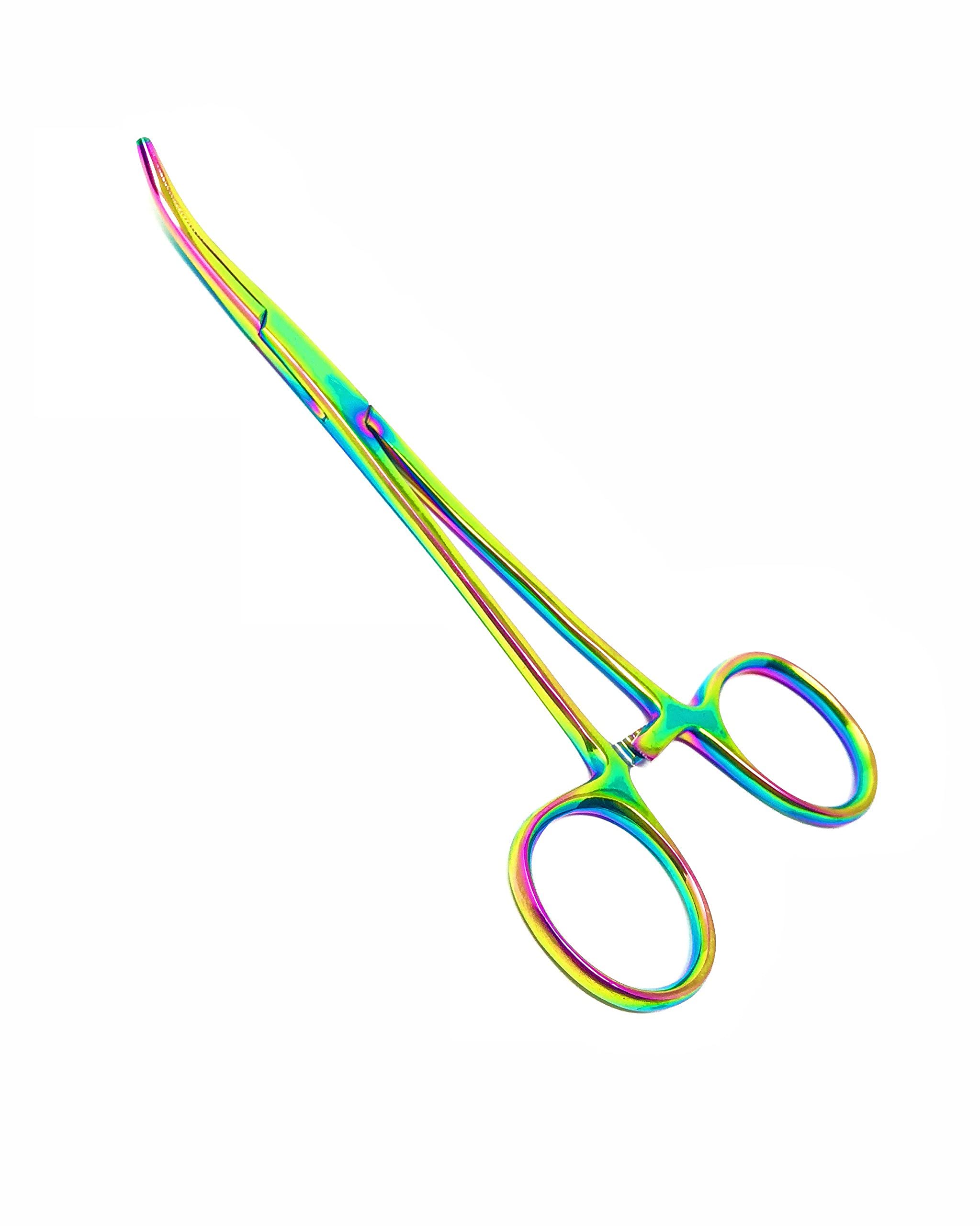 Kelly Hemostat Forceps 5.5 inch curved German stainless steel rainbow coating Artzone