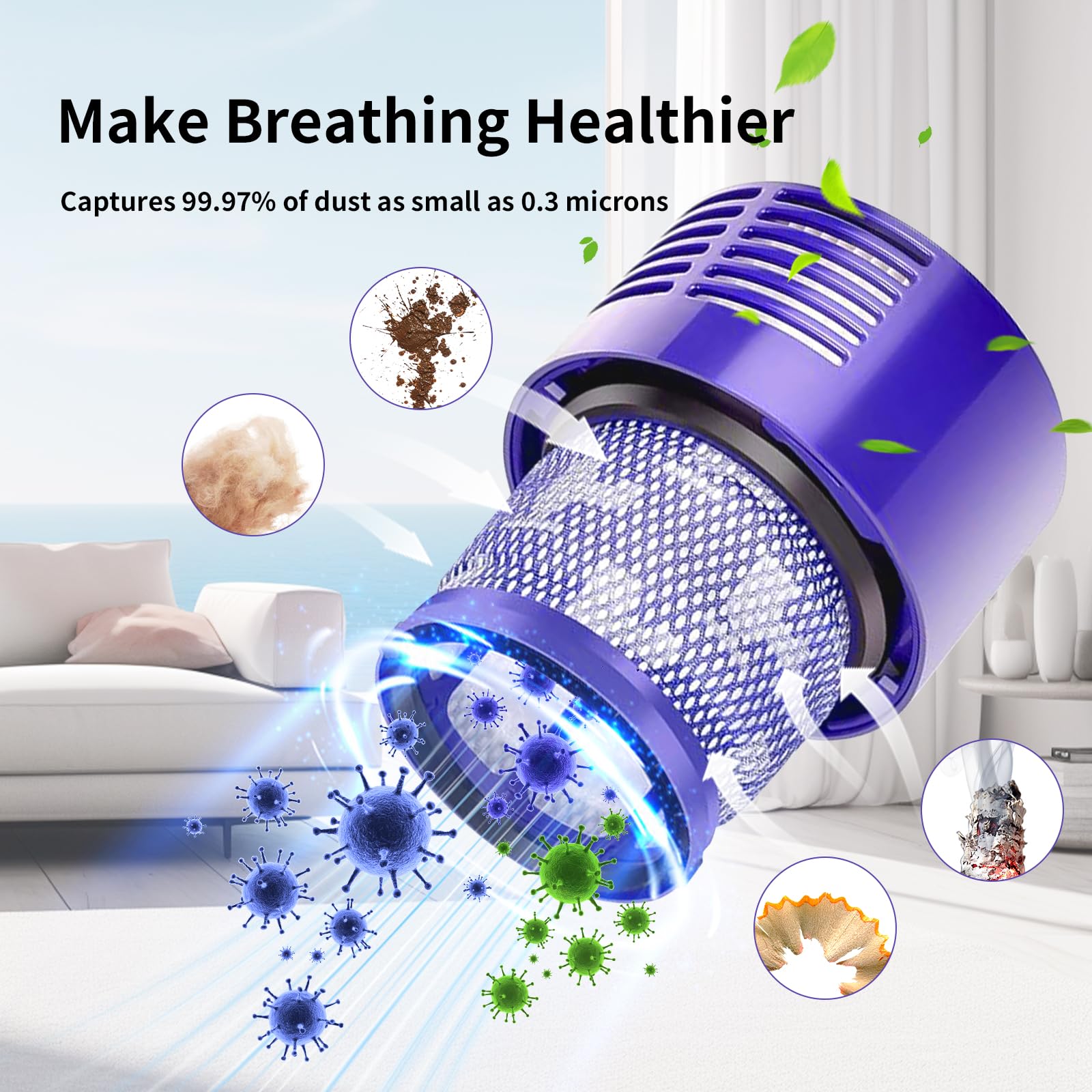 Efficient filtration captures dust and allergens