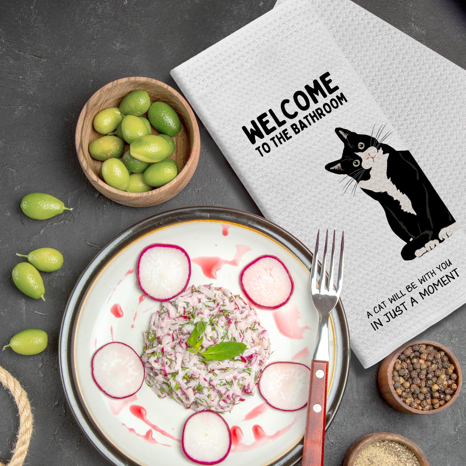 Cat lover decorative hand towels for bathroom Kemingni