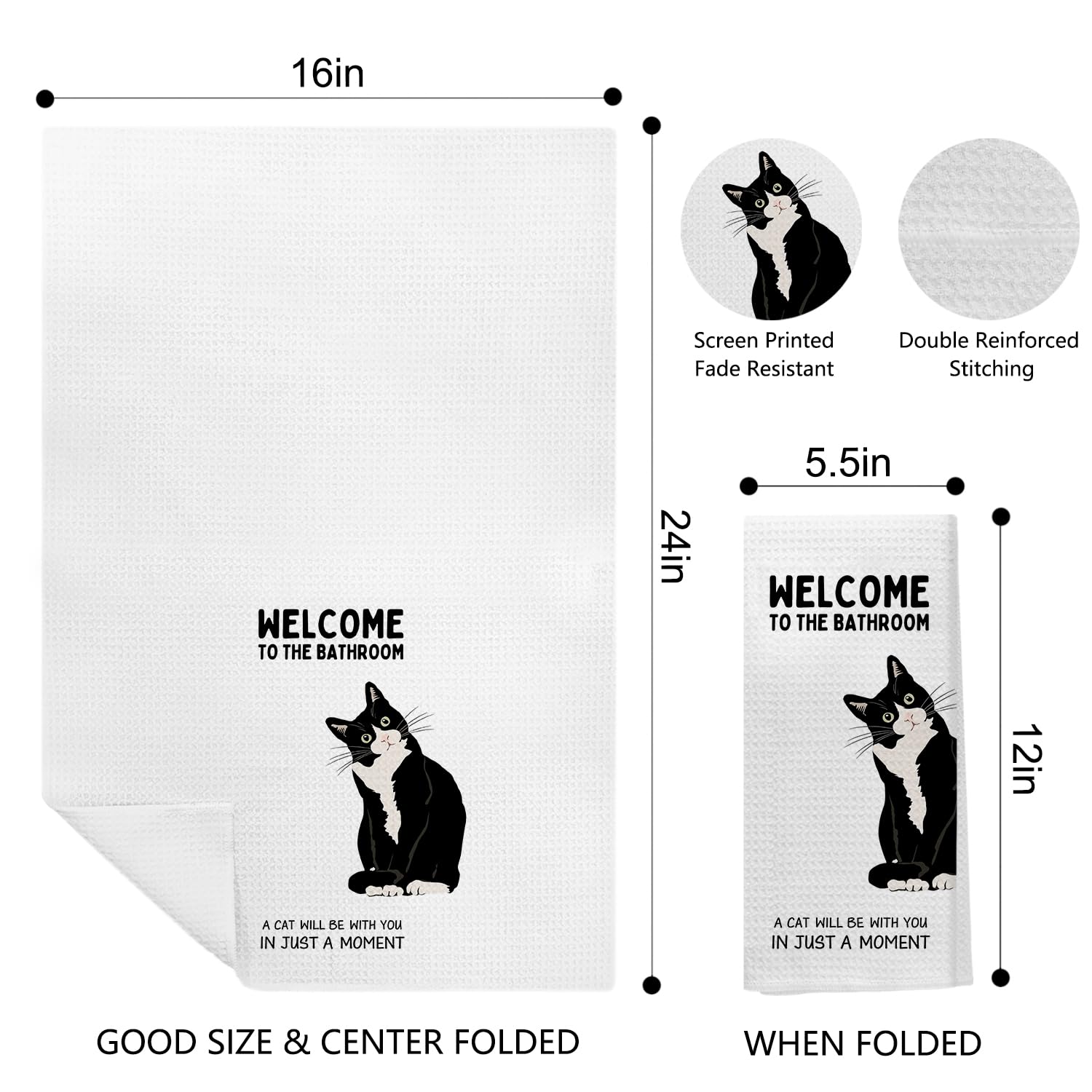 Kemingni cat hand towels bathroom 16x24 inches for hands
