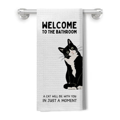 Kemingni funny tuxedo cat hand towels in bathroom decor