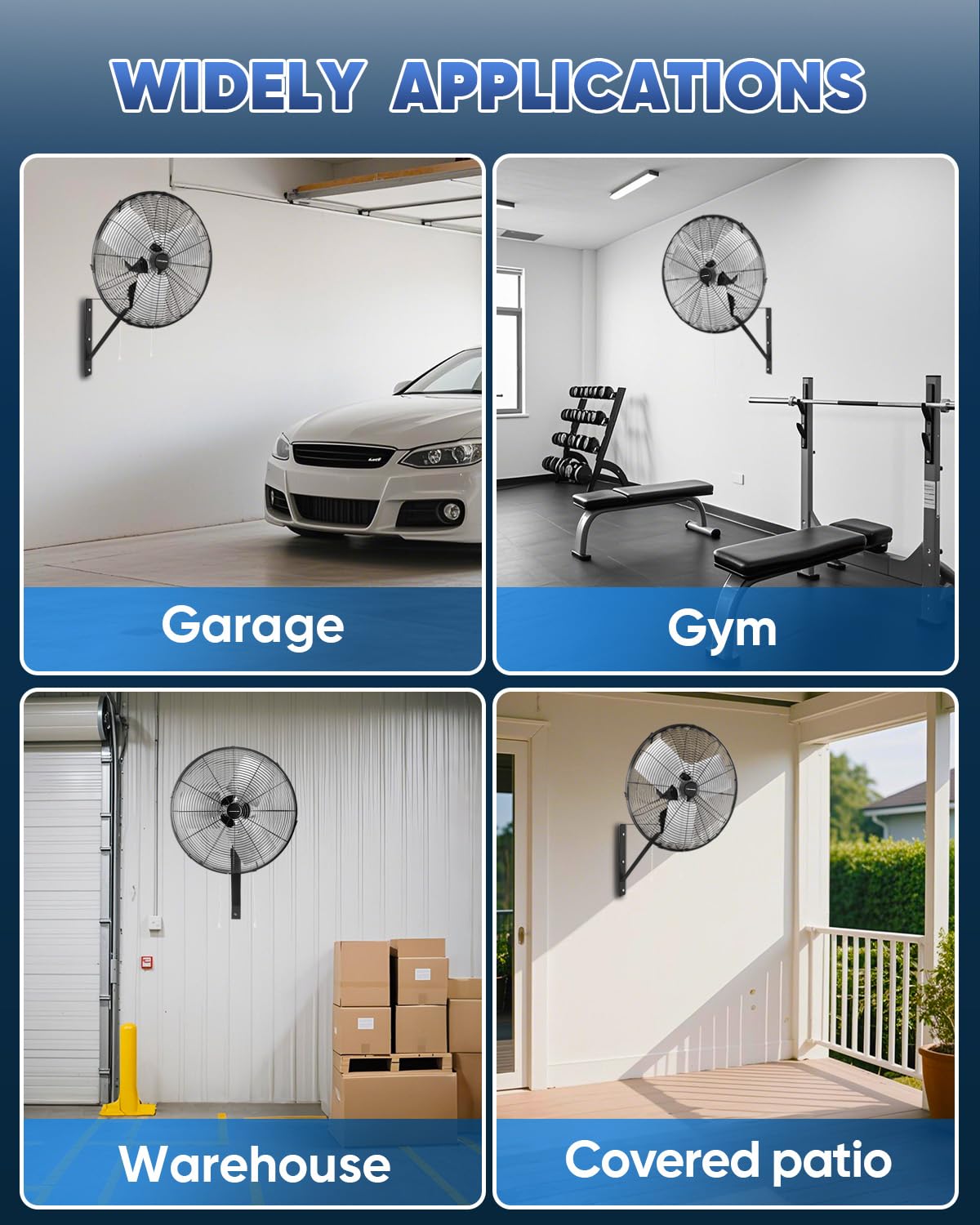 KEN BROWN 20 Inch Industrial Oscillating Wall Mount Fan in workshop