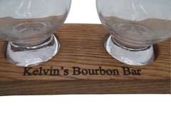 Whiskey flight board made from Kentucky barrel stave