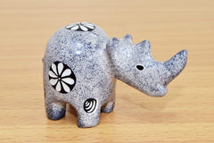 Kenyan Kisii soapstone rhino sculpture 2in by 3in
