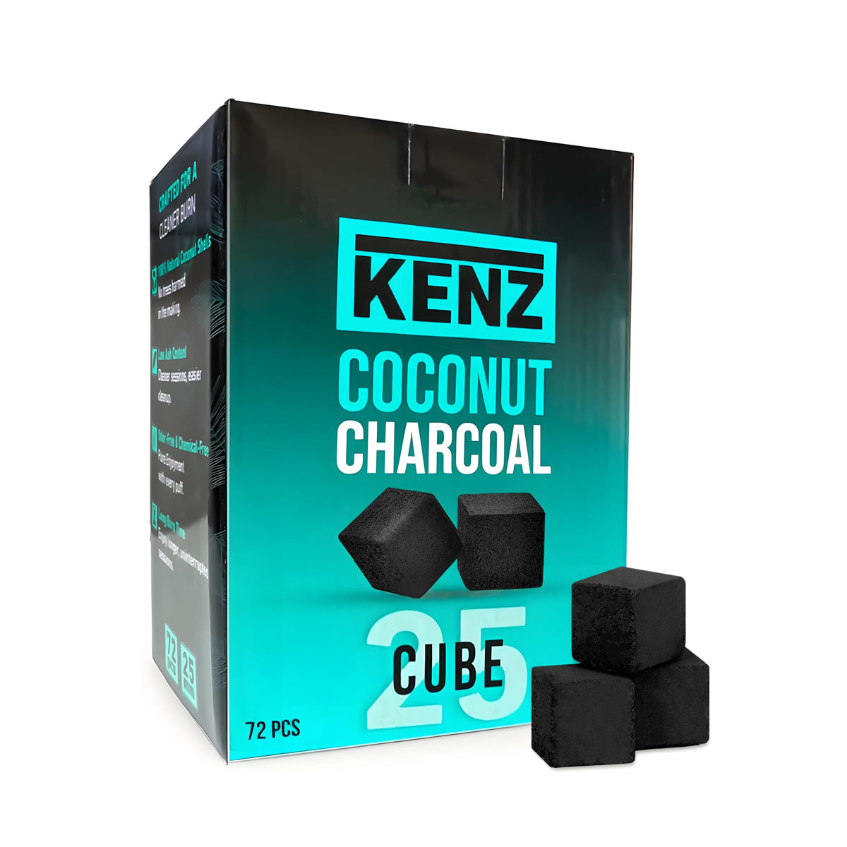 KENZ coconut charcoal cubes 25mm 72pcs product image 1