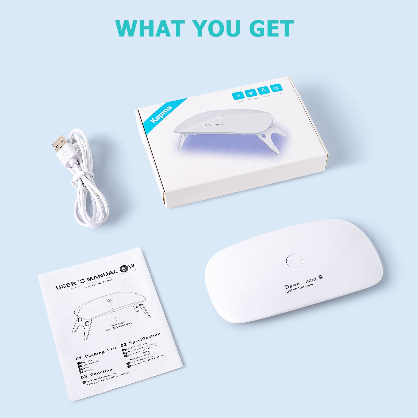 Kepma USB powered nail curing lamp travel use