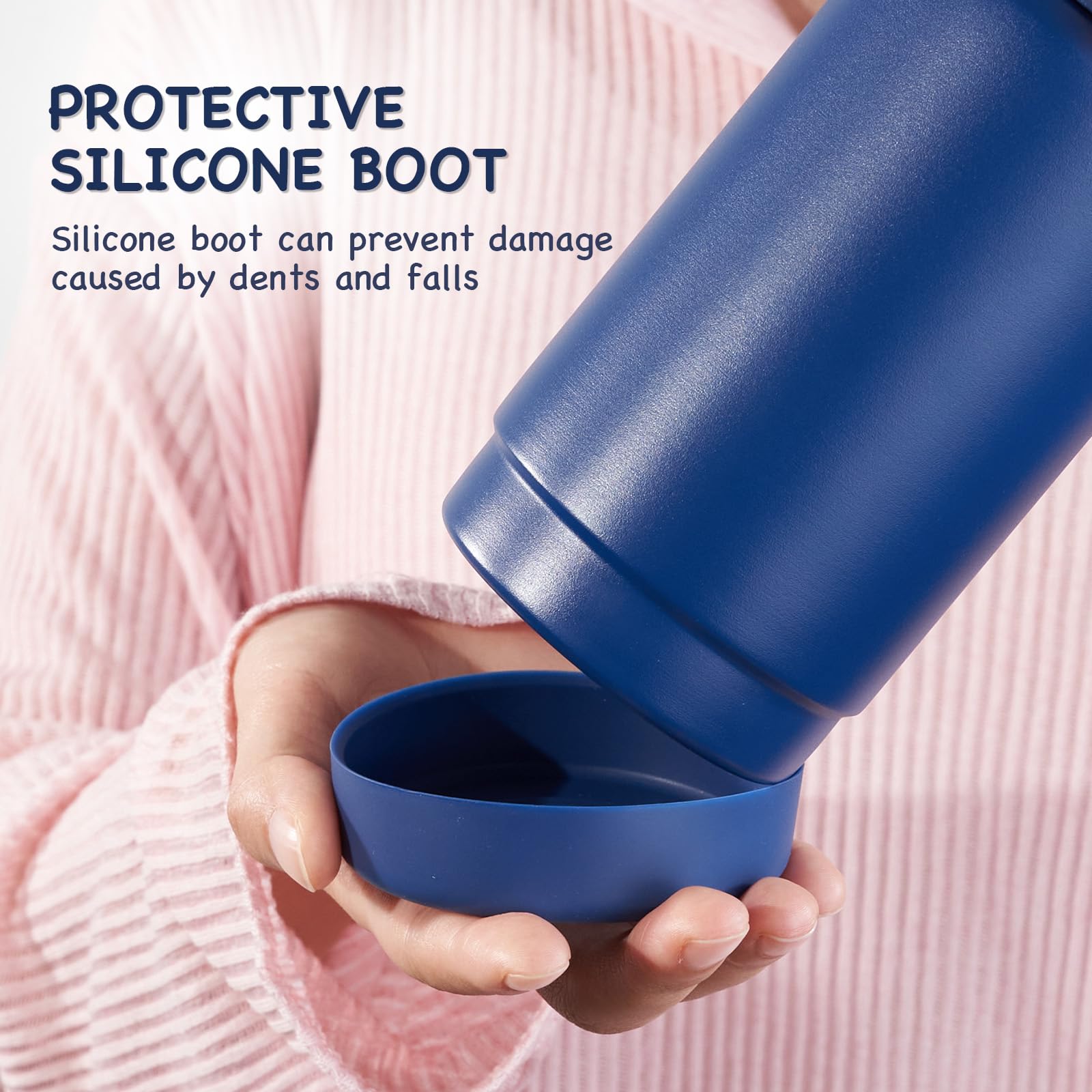 Lid with soft strap rotates 180 degrees for kids