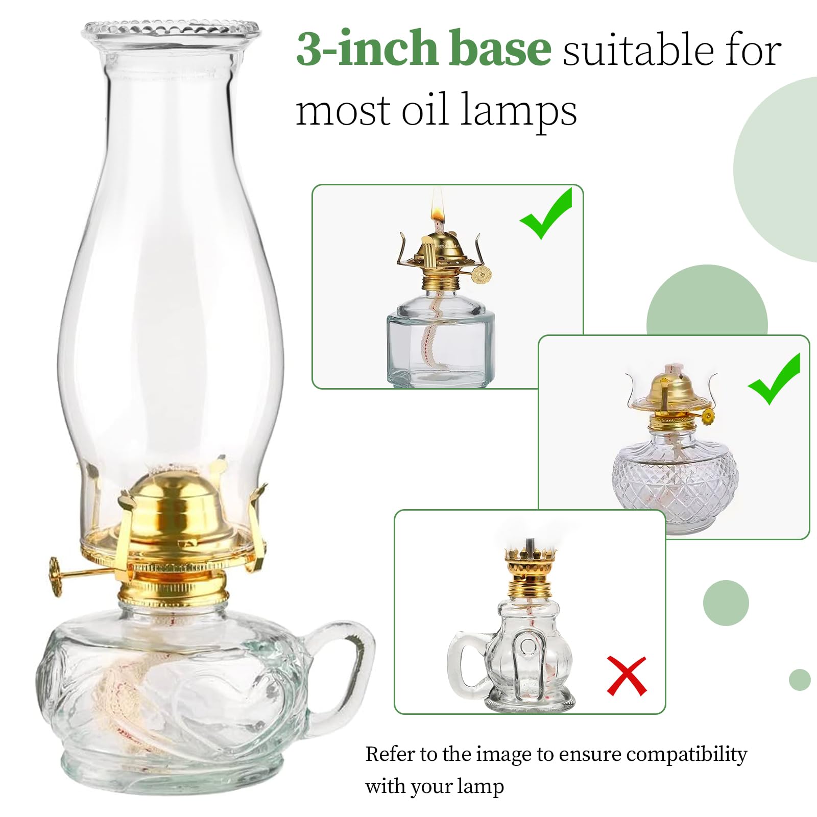 Kerosene lamp parts chimney compatible with traditional and converted lamps