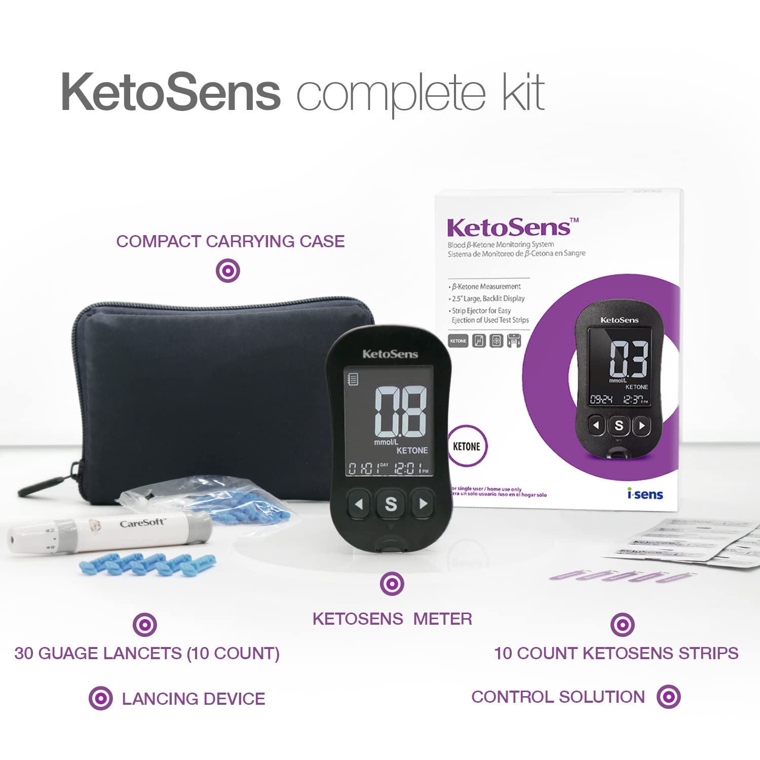 KetoSens lancing device with meter