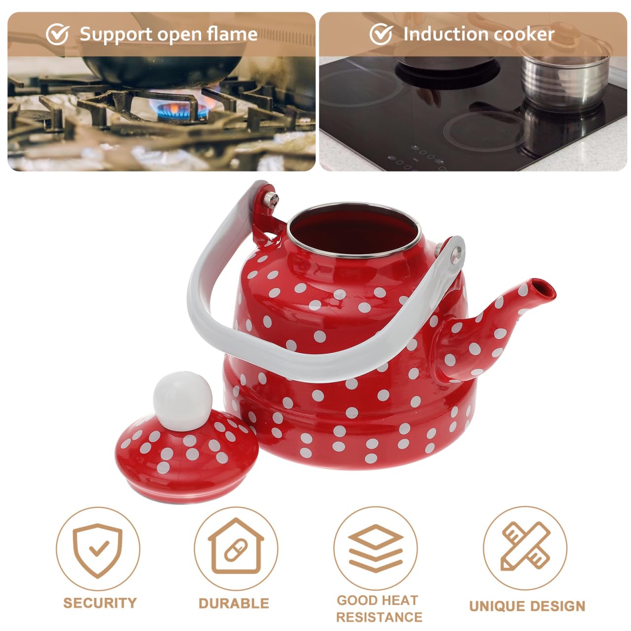 Kettle compatible with gas stoves and induction cooktops