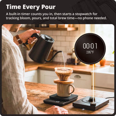 Digital temperature display on gooseneck kettle