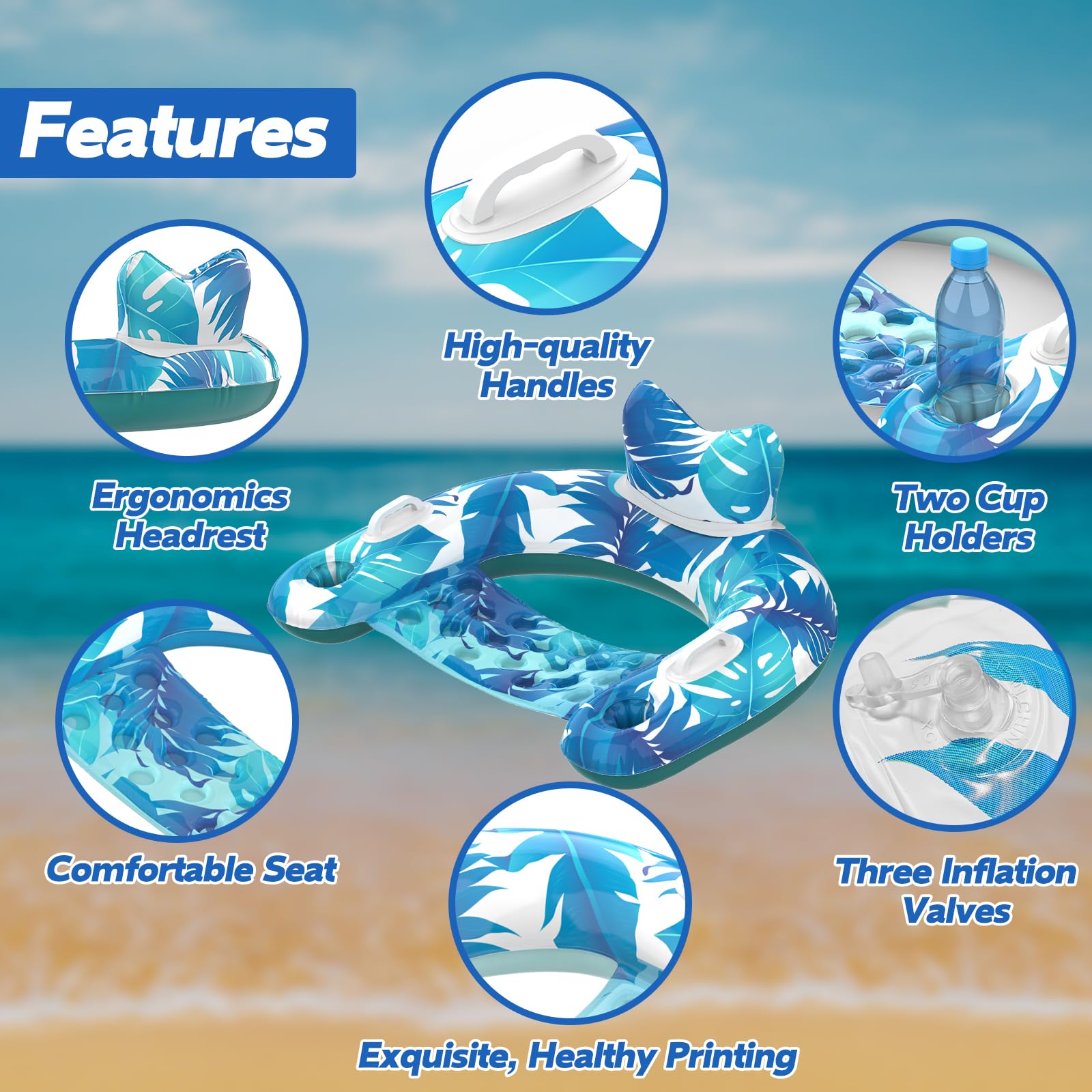 KEUCL Pool Floats ergonomic headrest and backrest