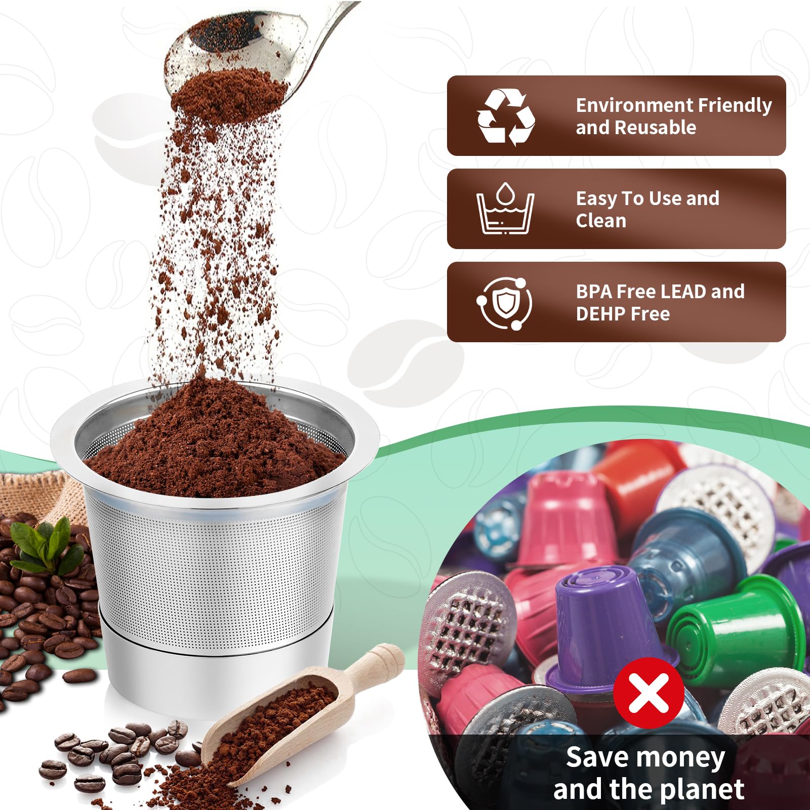 Breville and Mr. Coffee compatible Keurig stainless pods