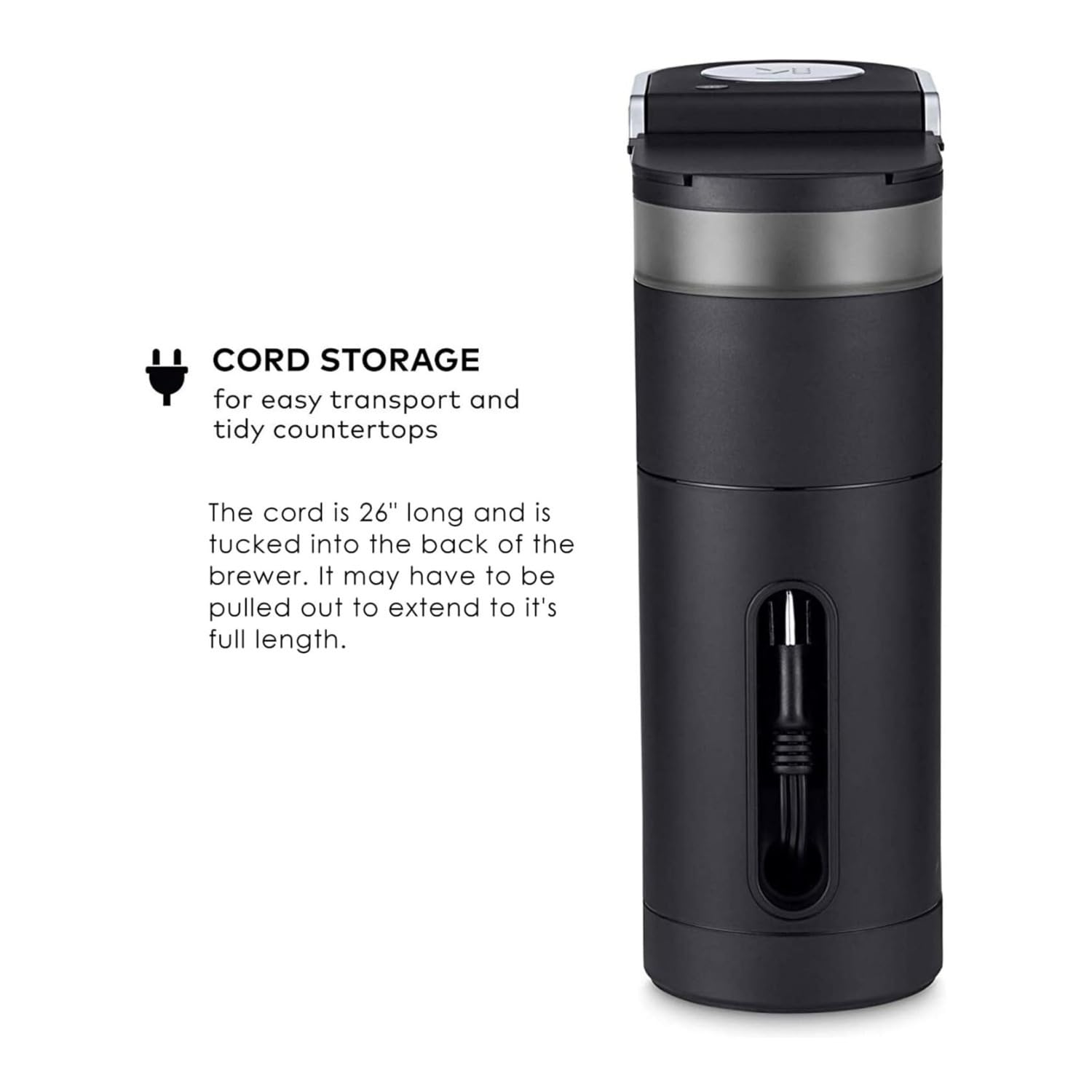 K-Mini Plus cord storage design