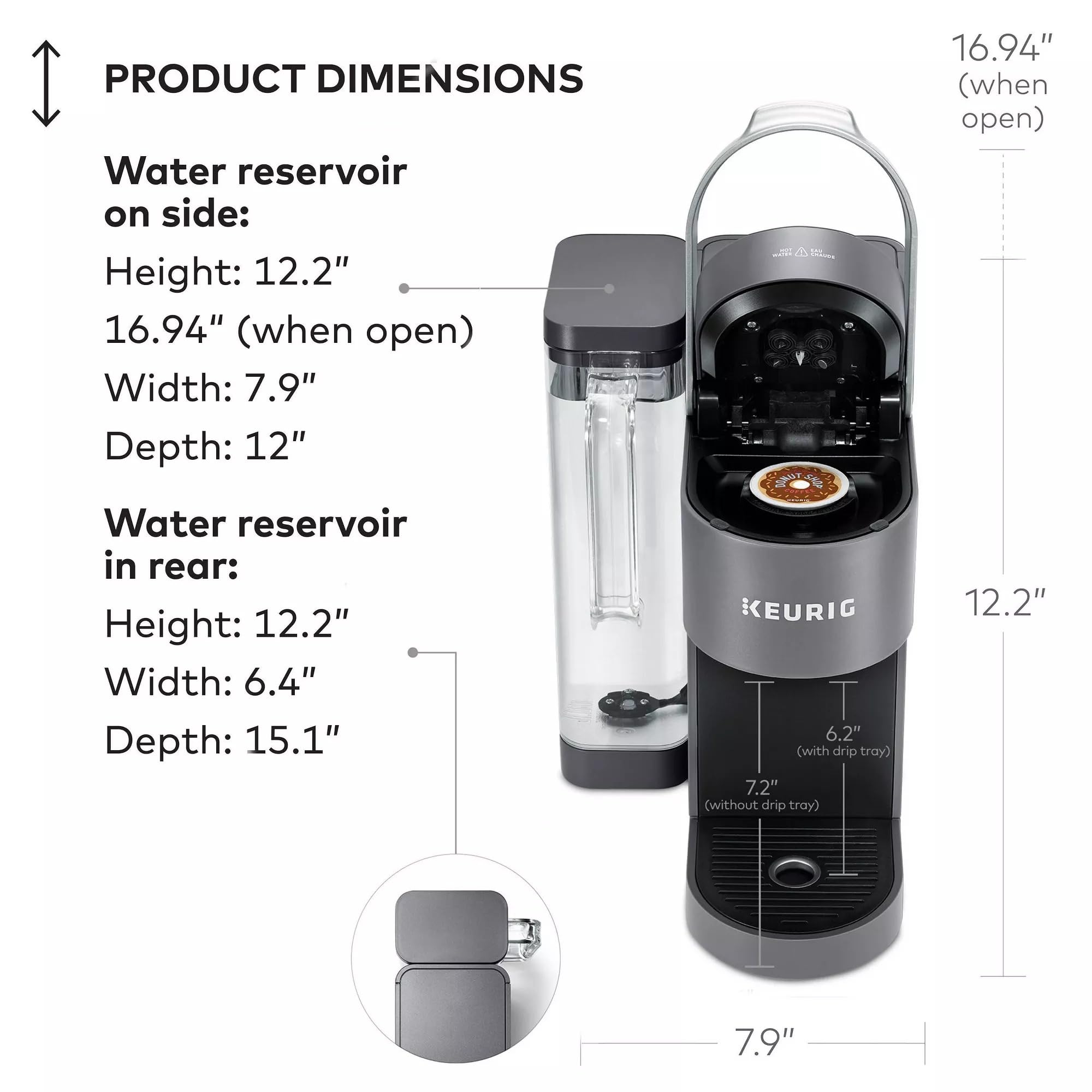 66 oz dual-position reservoir on Keurig K-Supreme