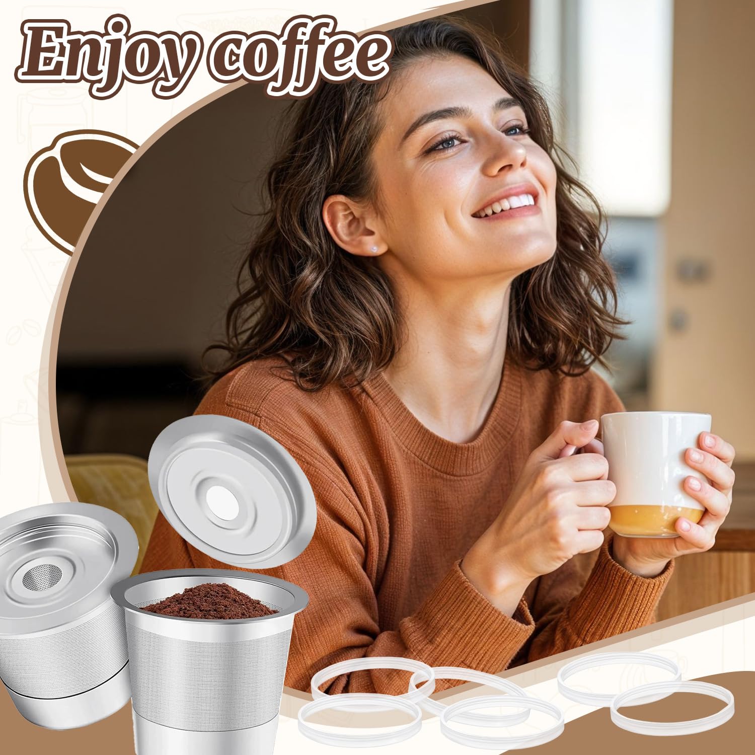 Keurig stainless steel K Cup lid replacement silicone gasket