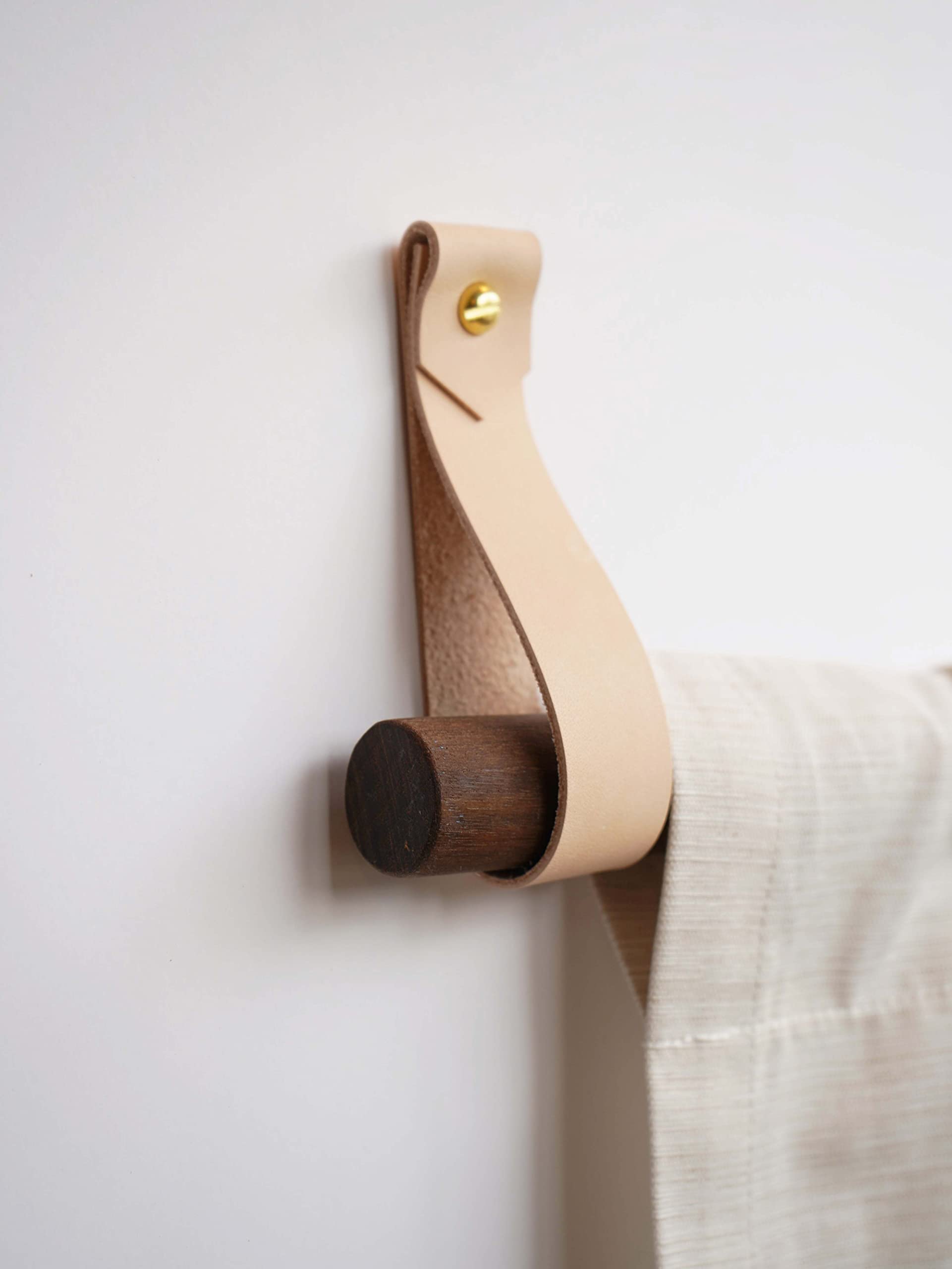Keyaiira leather curtain rod holder bracket handmade in USA