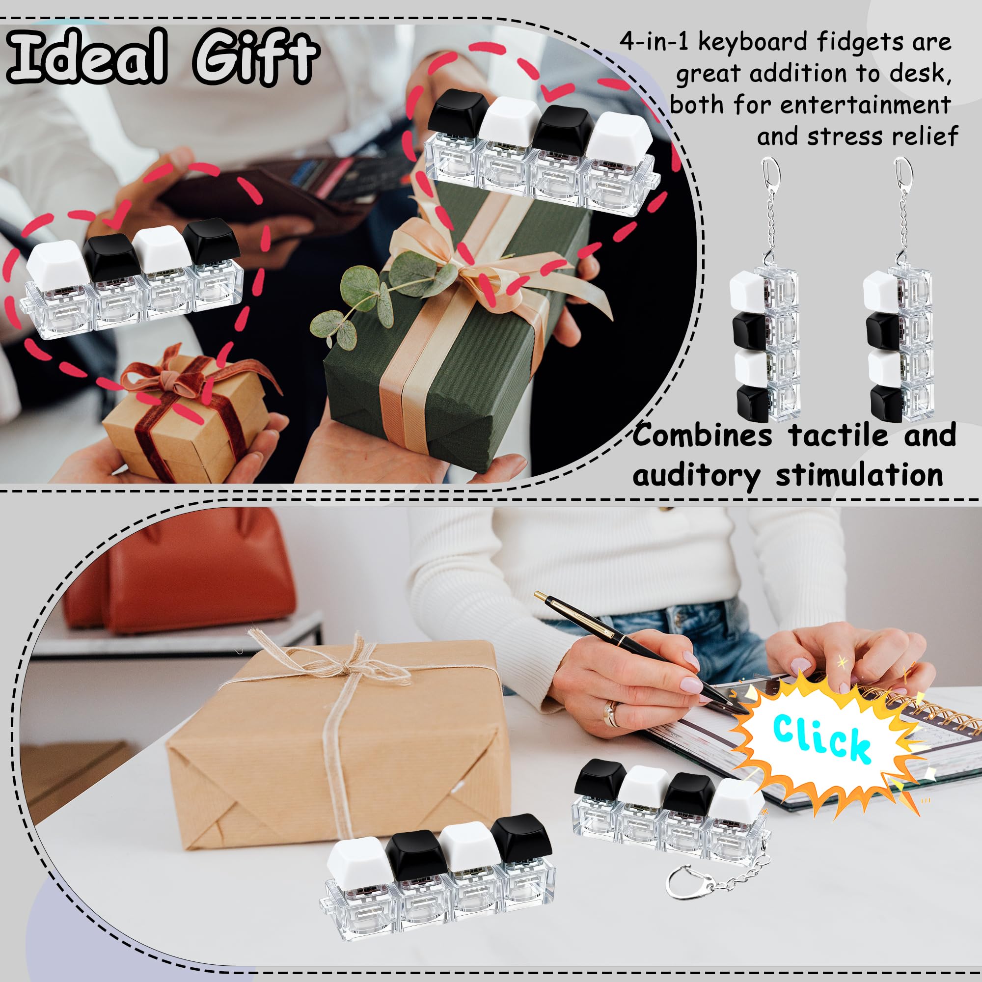 Side view of compact 1.1 x 2.91 inch keyboard fidget toy