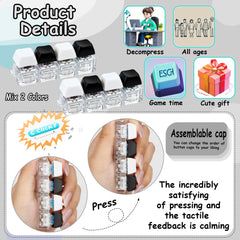 Back view of keyboard fidget keychain with removable cap