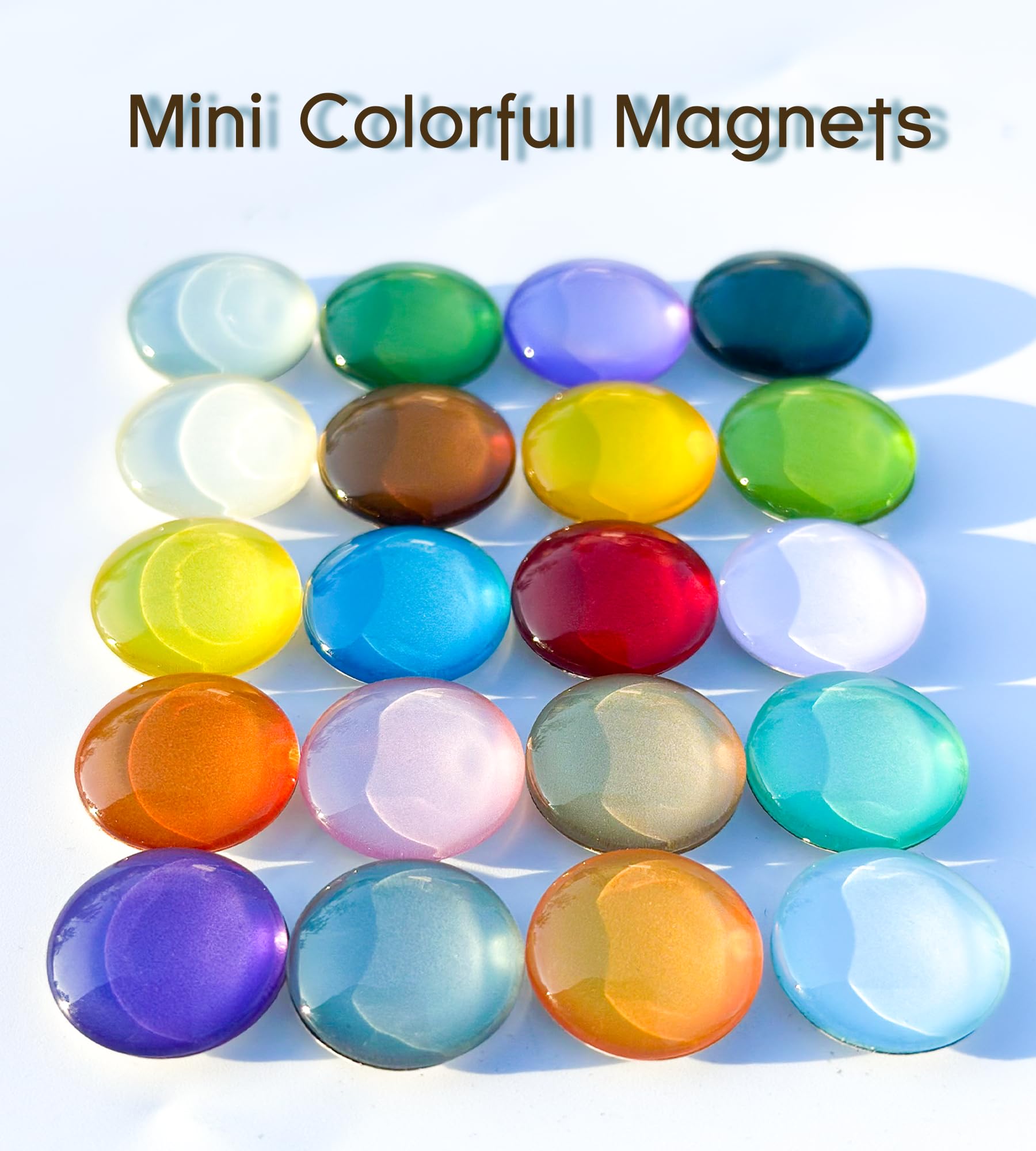 Mini magnets for notes and artwork on a whiteboard