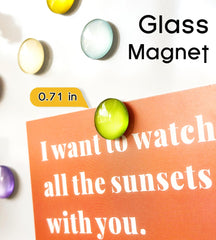 Round magnets 0.7-inch diameter holding notes on a fridge