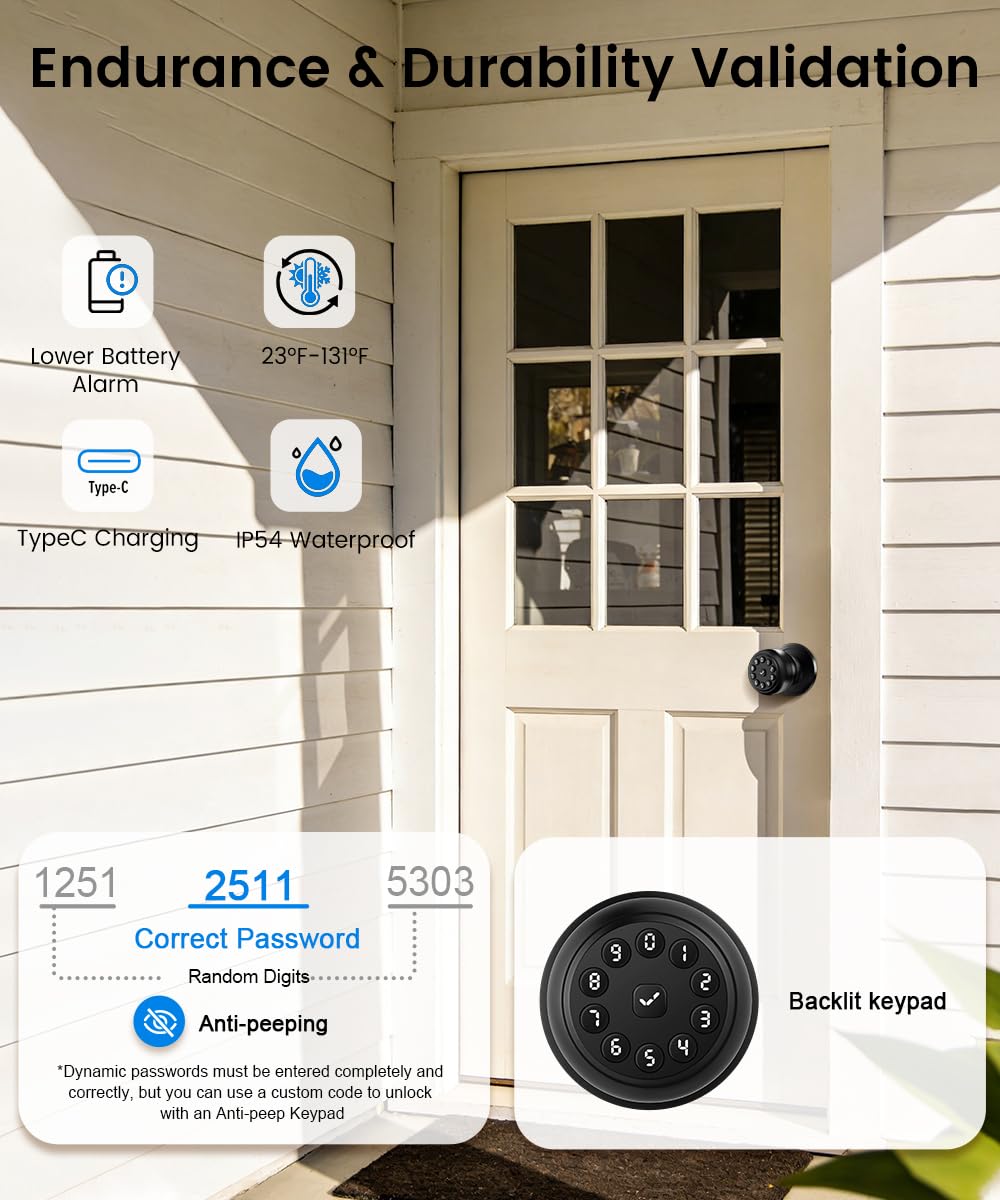 Keyless entry door lock with code feature