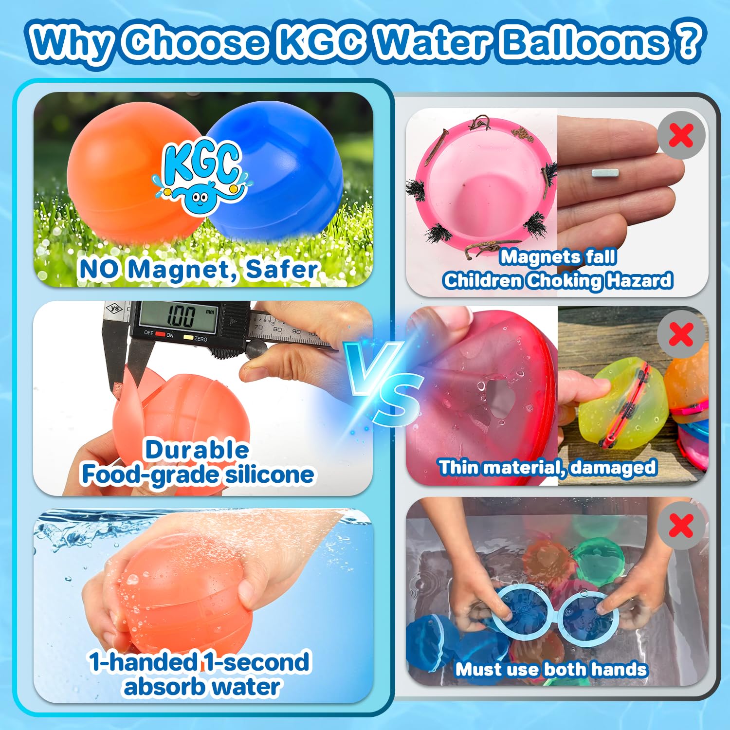 Self-sealing splash balls demonstrating quick fill action