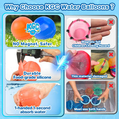 Self-sealing splash balls demonstrating quick fill action
