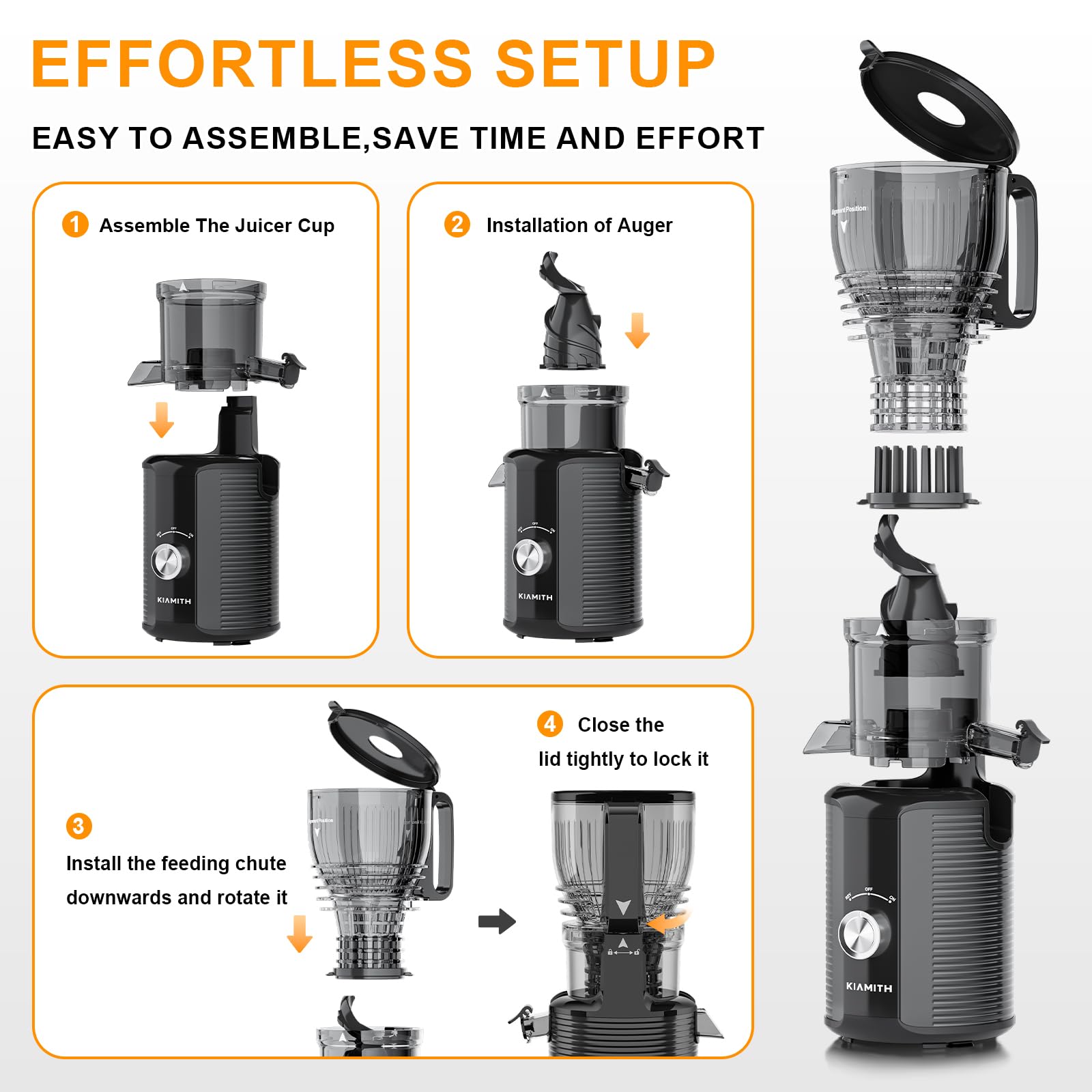 High juice yield capability of KIAMITH 300W juicer