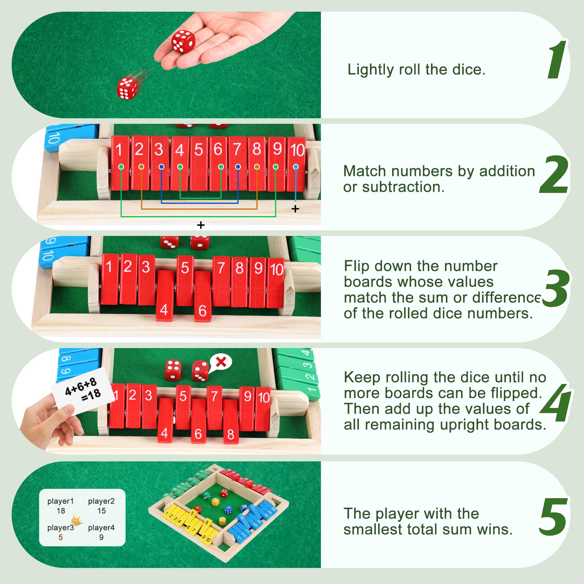 on the go portable shut the box game for trips and camping