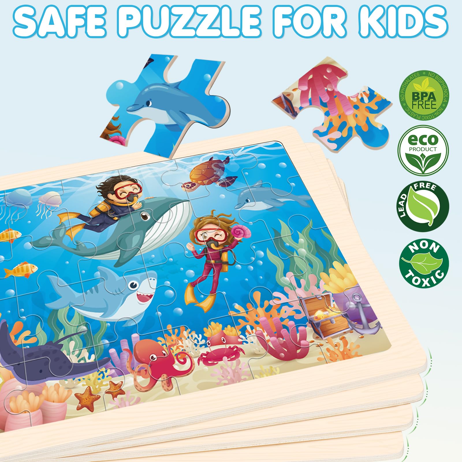 Farm themed wooden puzzle for kids 3-5