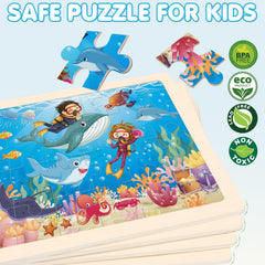 Farm themed wooden puzzle for kids 3-5