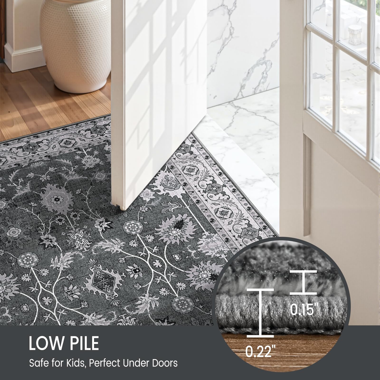 Durable washable rug suitable for daily cleaning