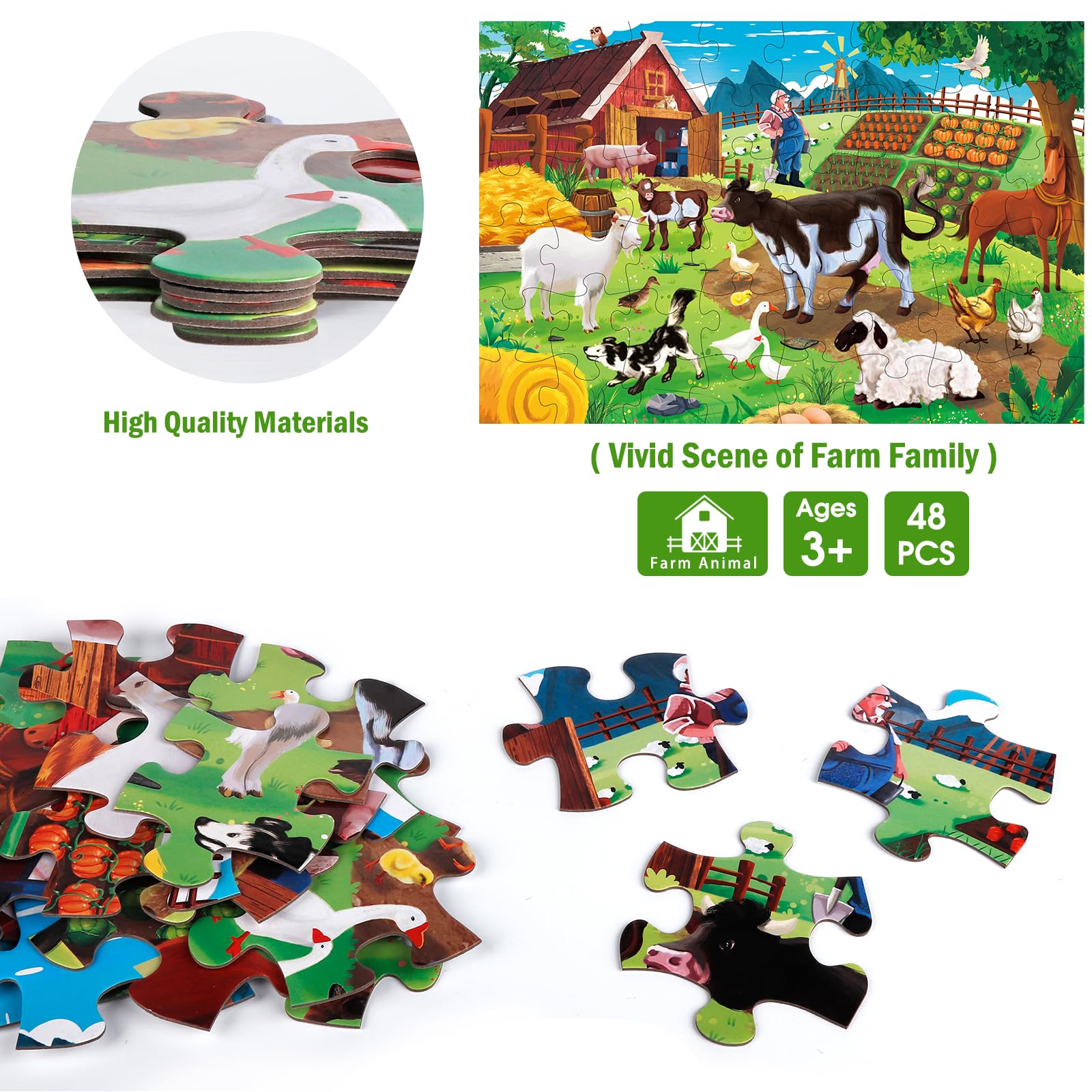 Gift box packaging for farm animal puzzle