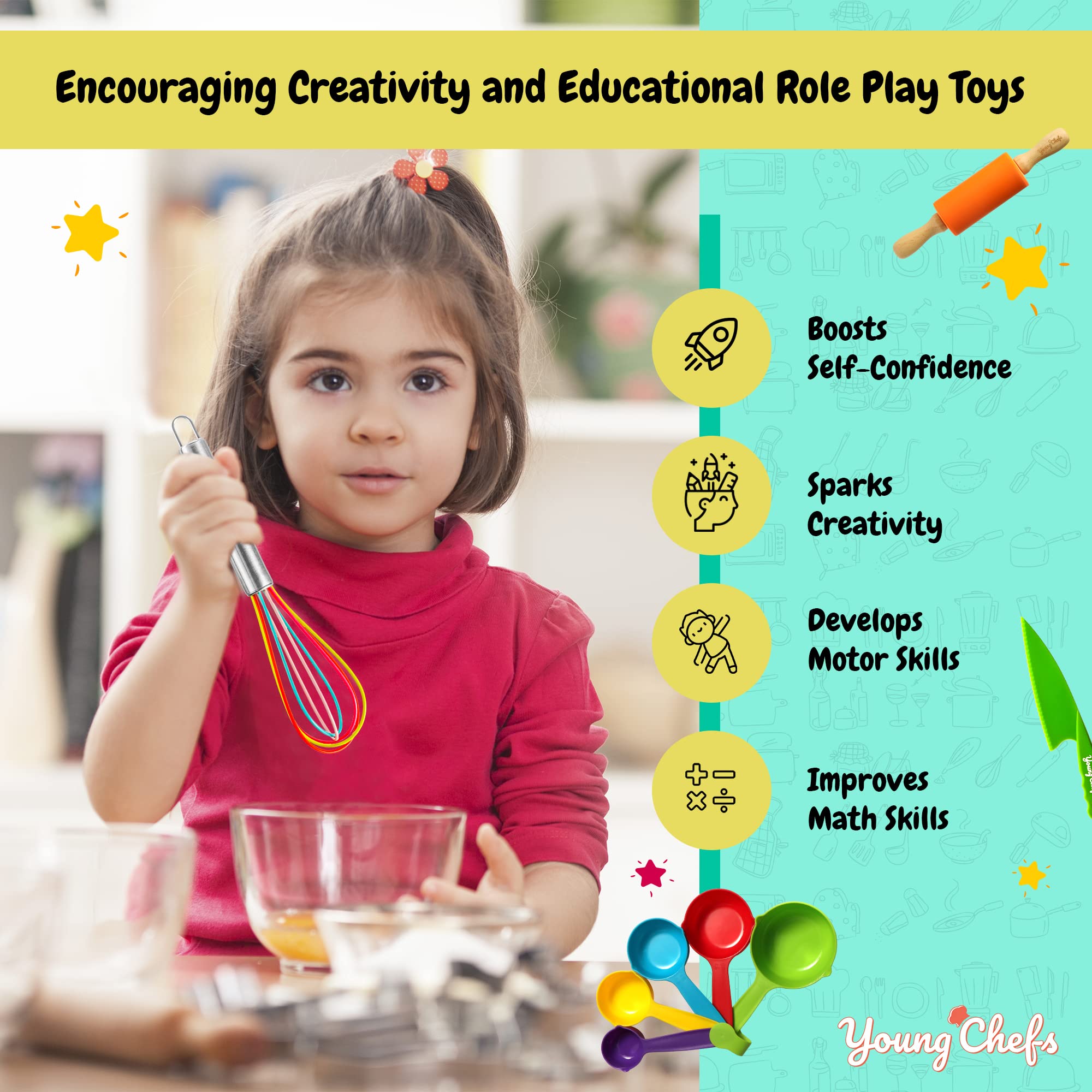 Silicone utensils baking mat and measuring cups for kids