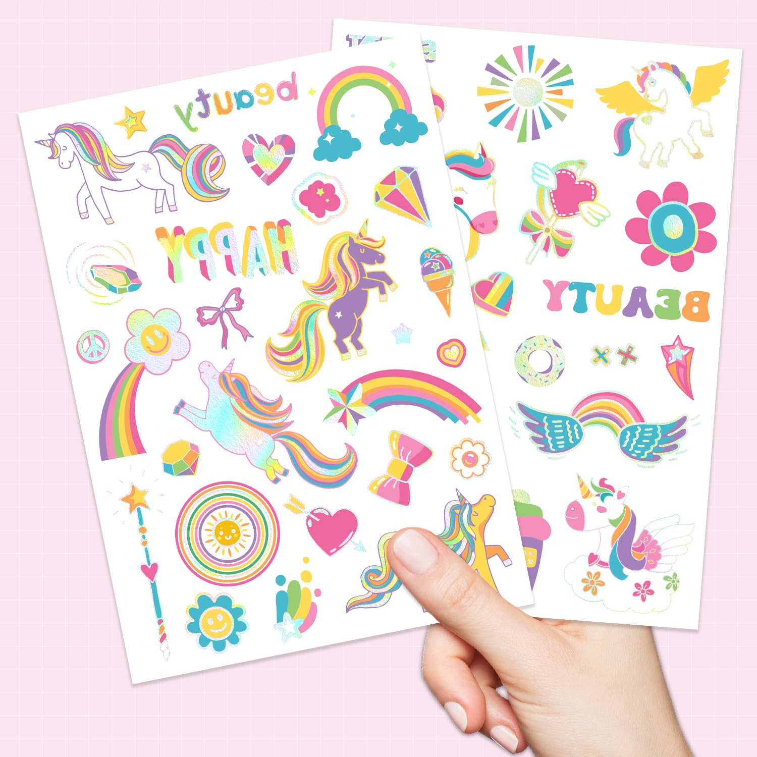 foil stamped laser unicorn tattoos design set