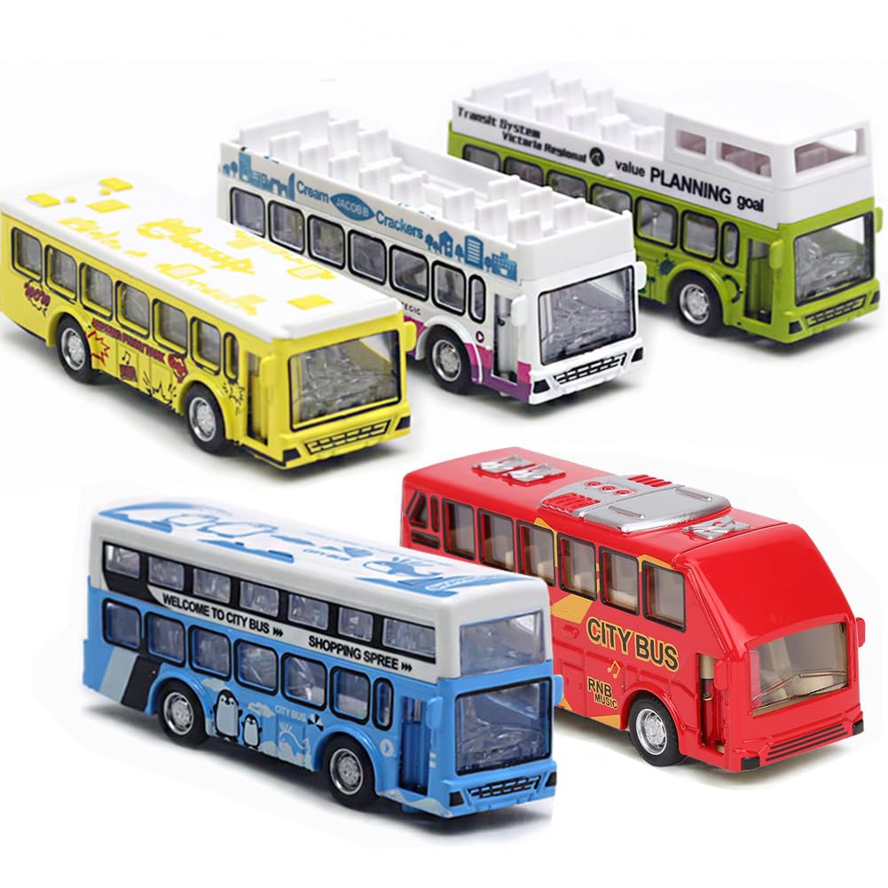 KIDAMI double decker bus die cast toy in 5 pack set