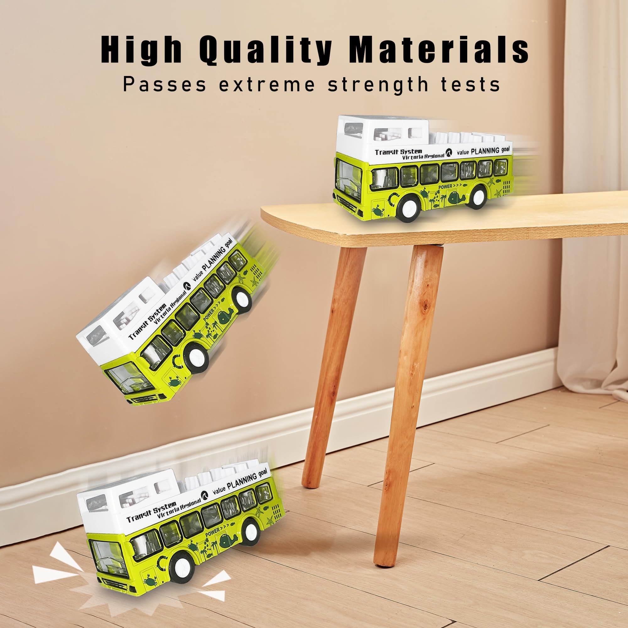 KIDAMI 5 pack die cast buses made with alloy and ABS plastic