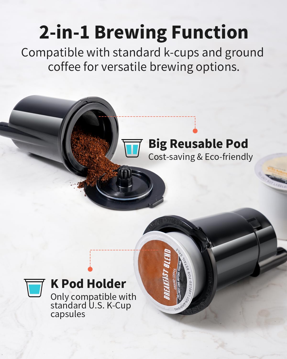 KIDISLE coffee maker with six to sixteen ounce brew sizes