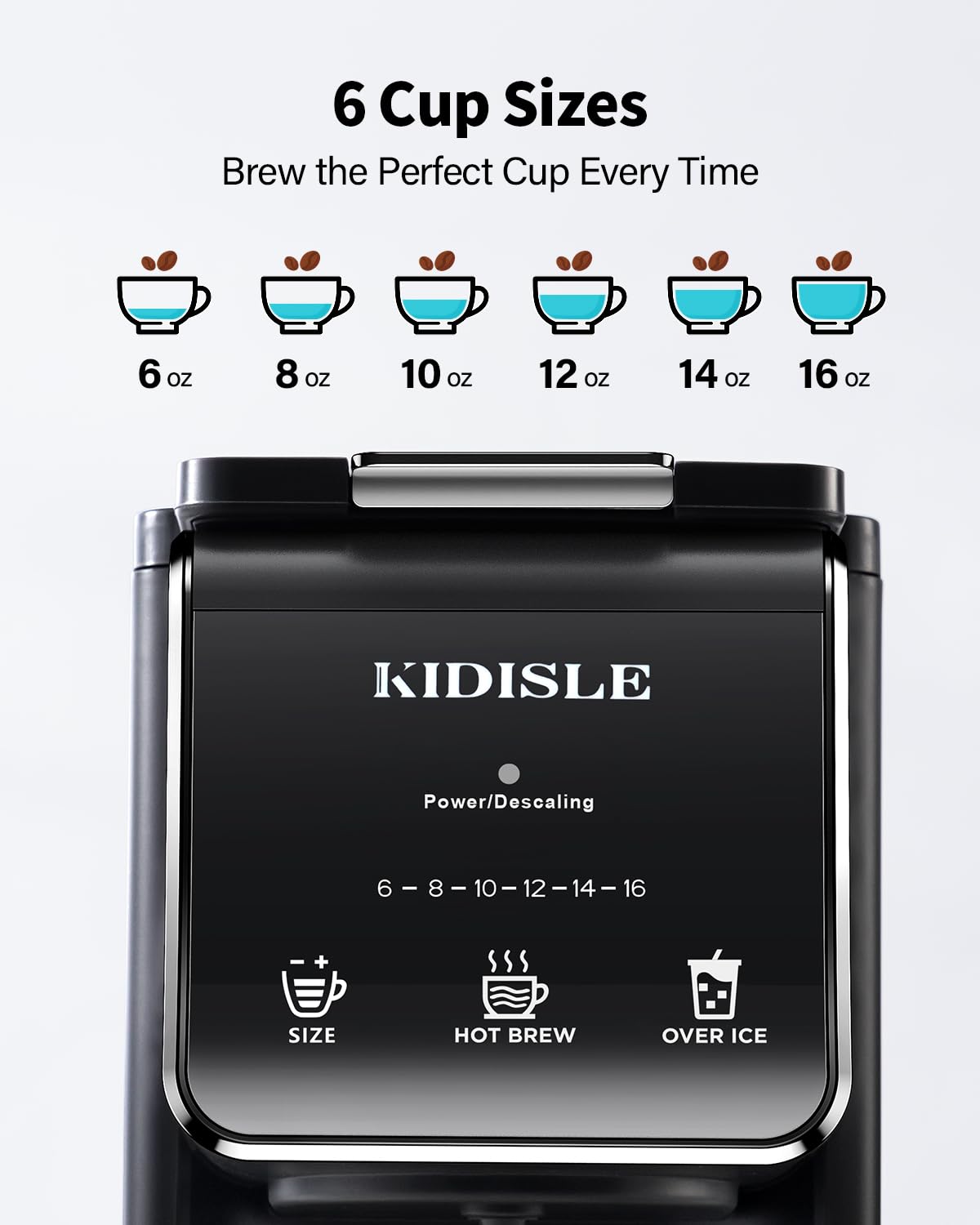 Removable drip tray fits travel mugs up to 6.7 inches tall