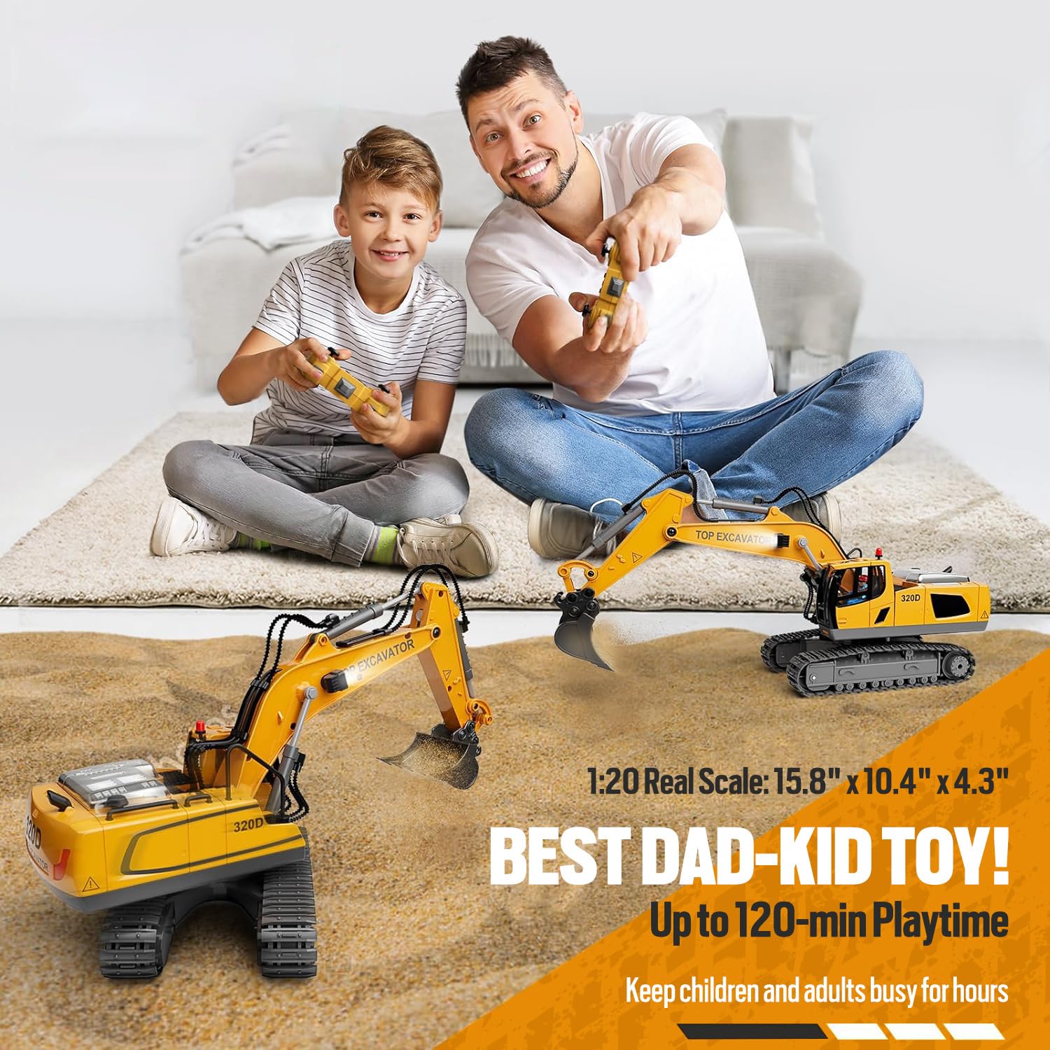 Metal alloy shovel on KIDMARKT RC excavator
