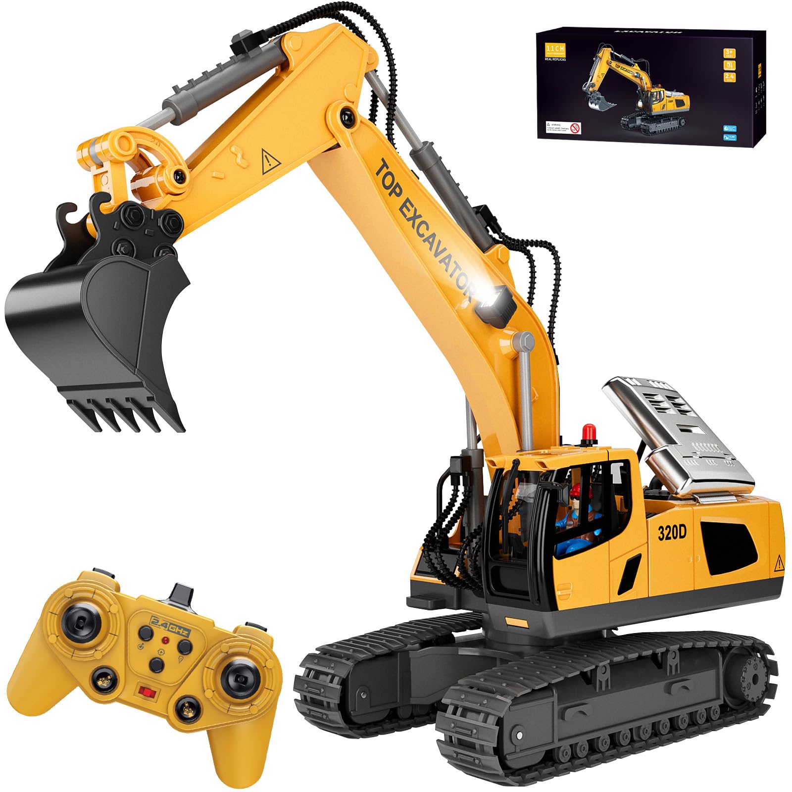 KIDMARKT remote control excavator toy 1:20 scale with lights