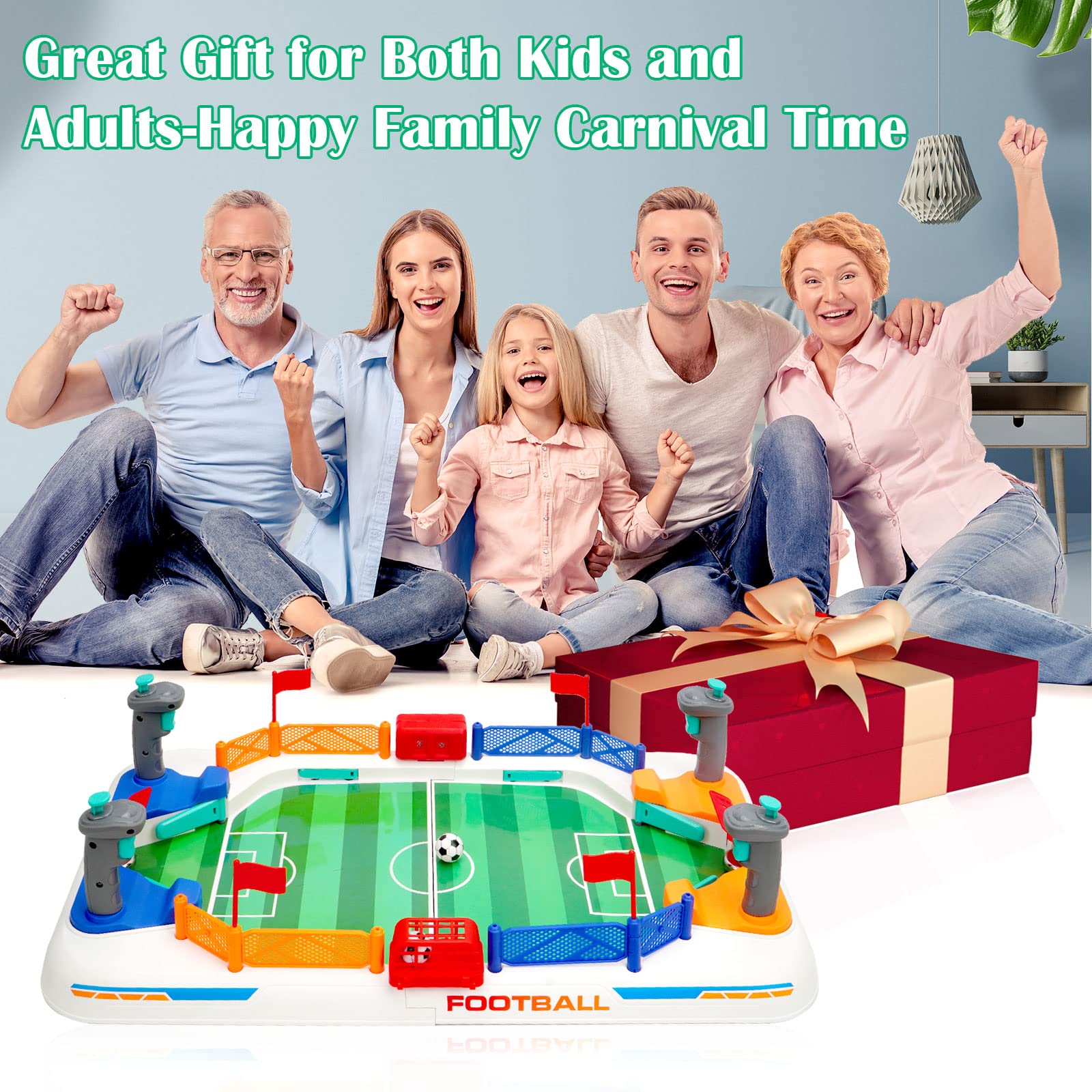 Ready-to-play soccer game includes balls and no batteries required