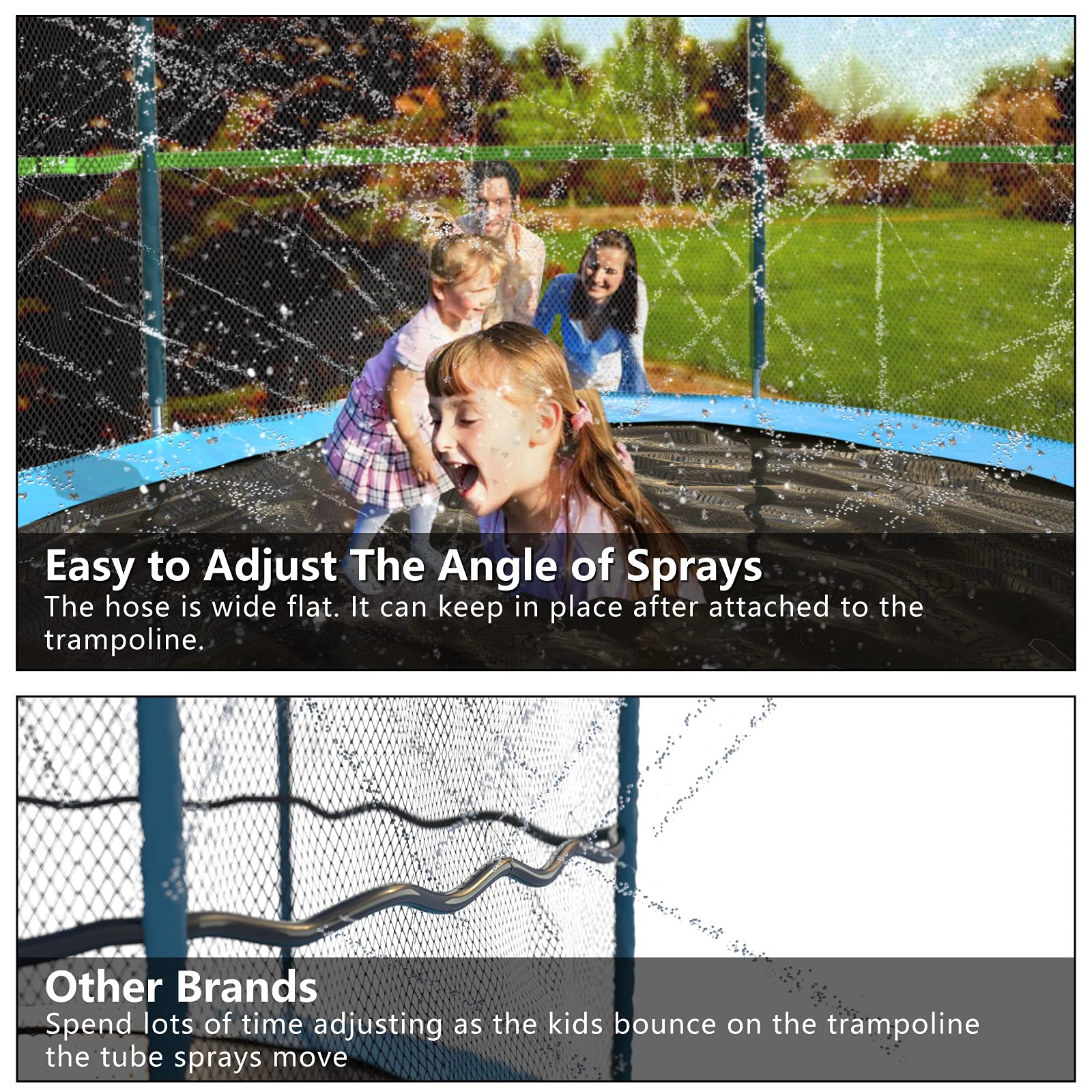 Zip ties included for easy installation trampoline sprinkler