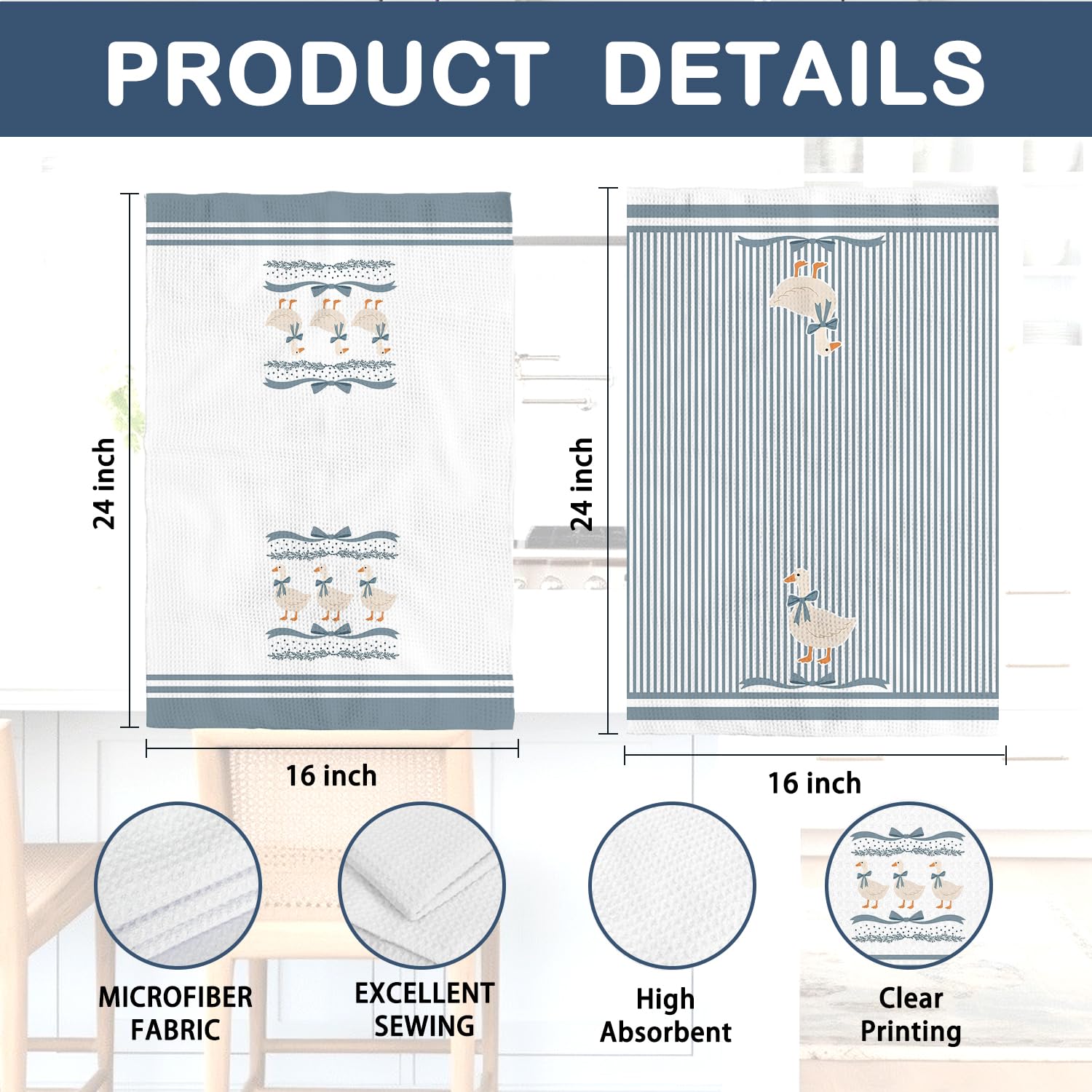 Decorative goose print towels for kids room decor