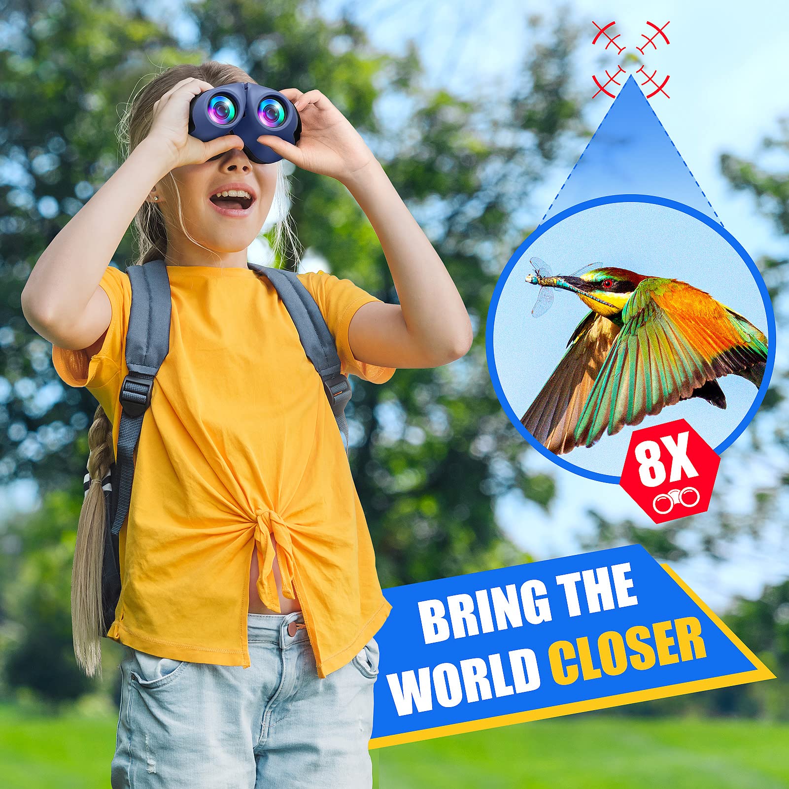 Ergonomic grip on kids binoculars for small hands