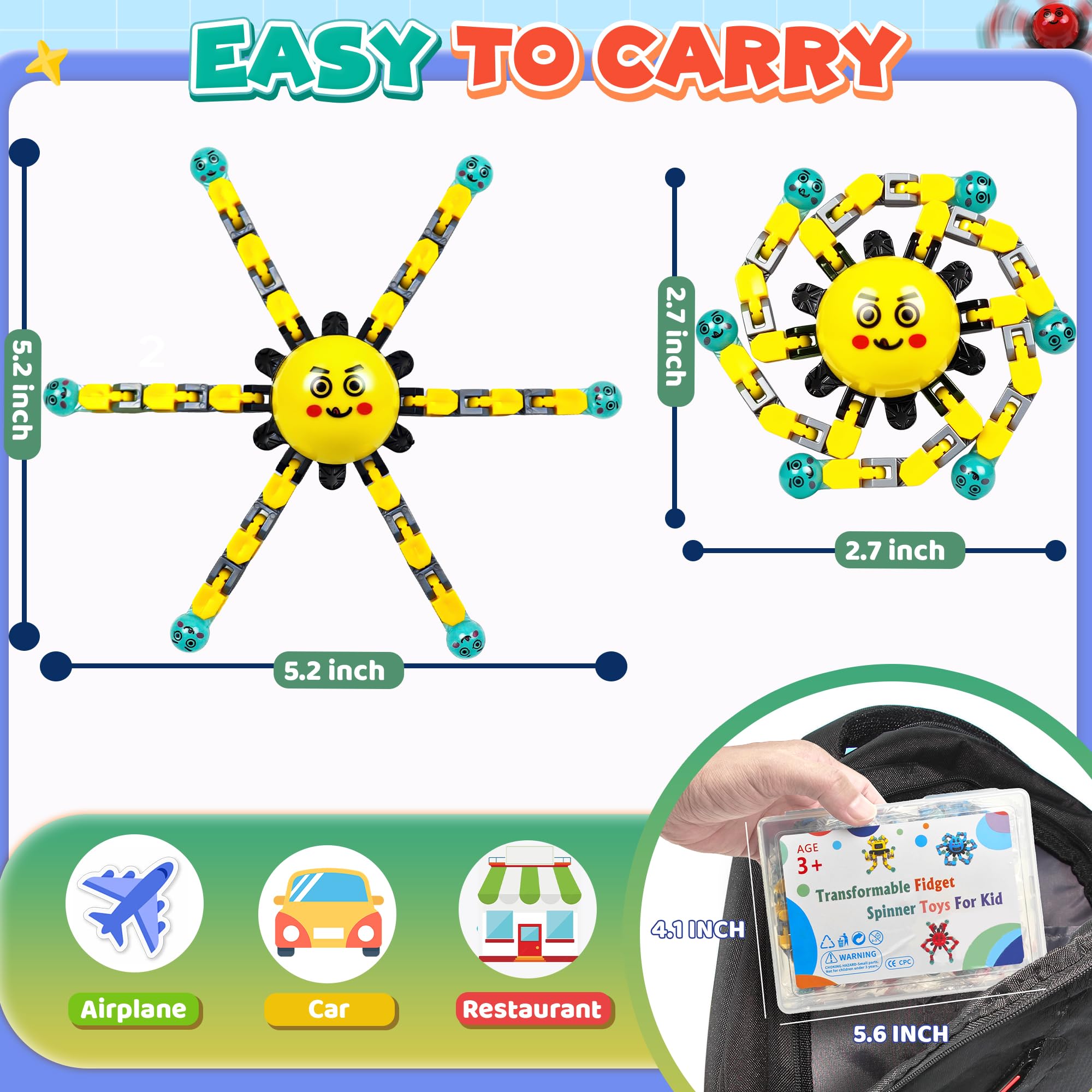 Fidget toys for kids boy 6pc display