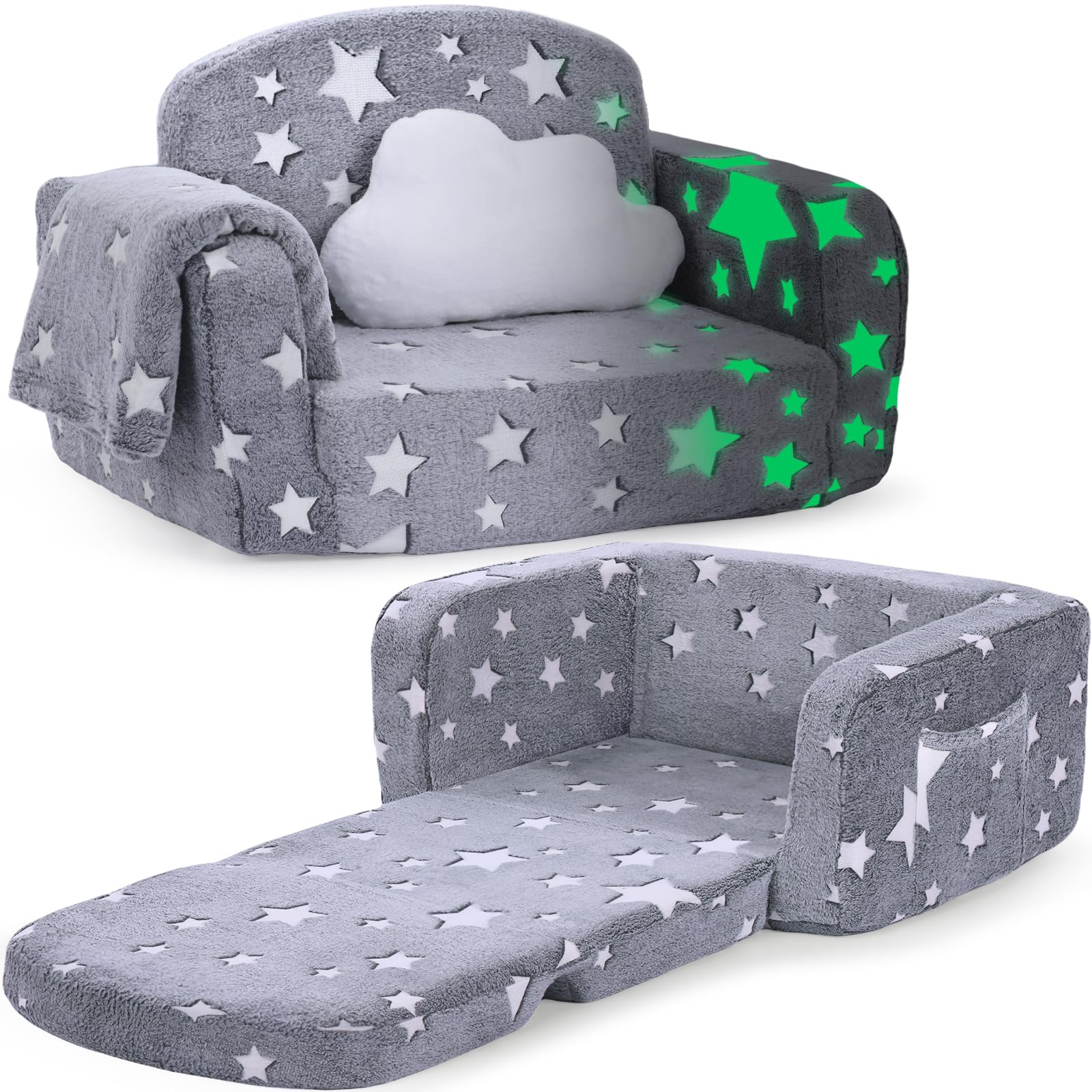 Kids Couch toddler couch with grey star pattern