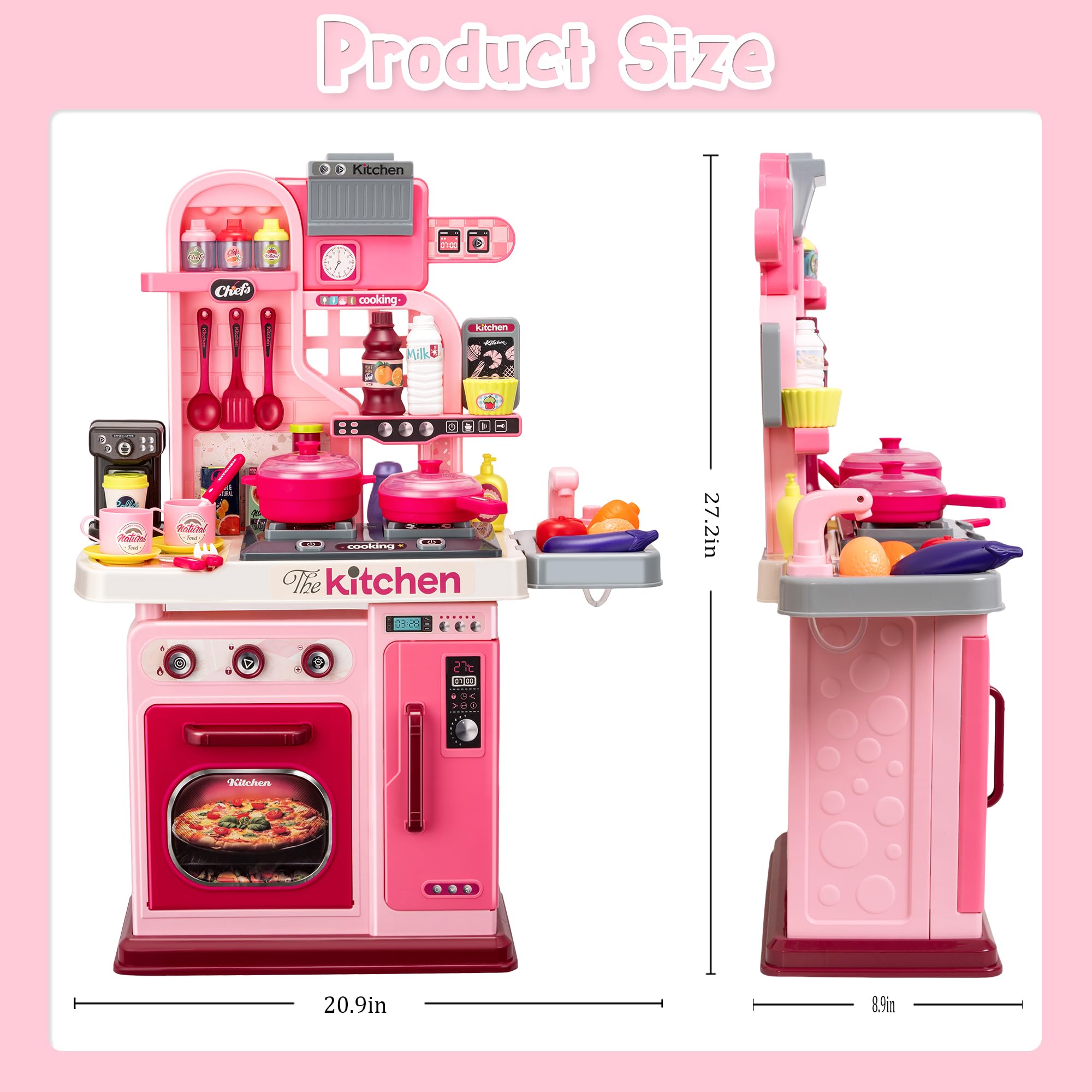 Lights and sounds stove feature in Kids Kitchen Playset